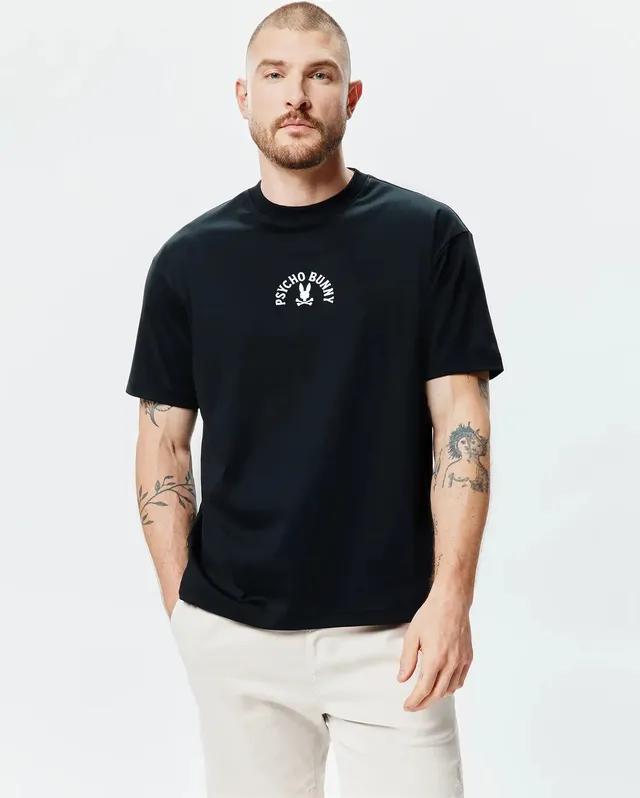 Psycho Bunny Men's Tees Stevie Oversized Fit Tee t-shirt nera Pima