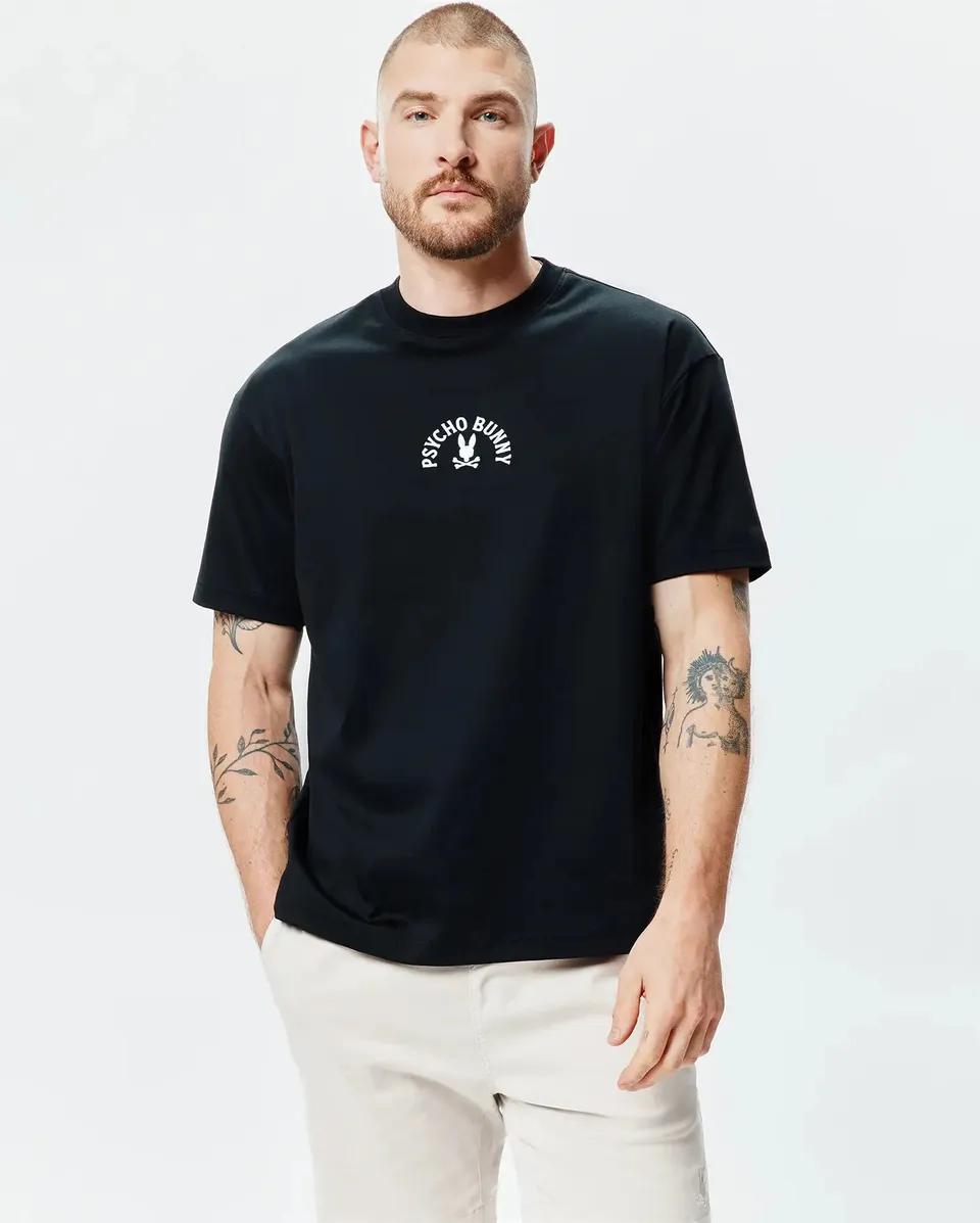 Psycho Bunny Men's Tees Stevie Oversized Fit Tee t-shirt nera Pima