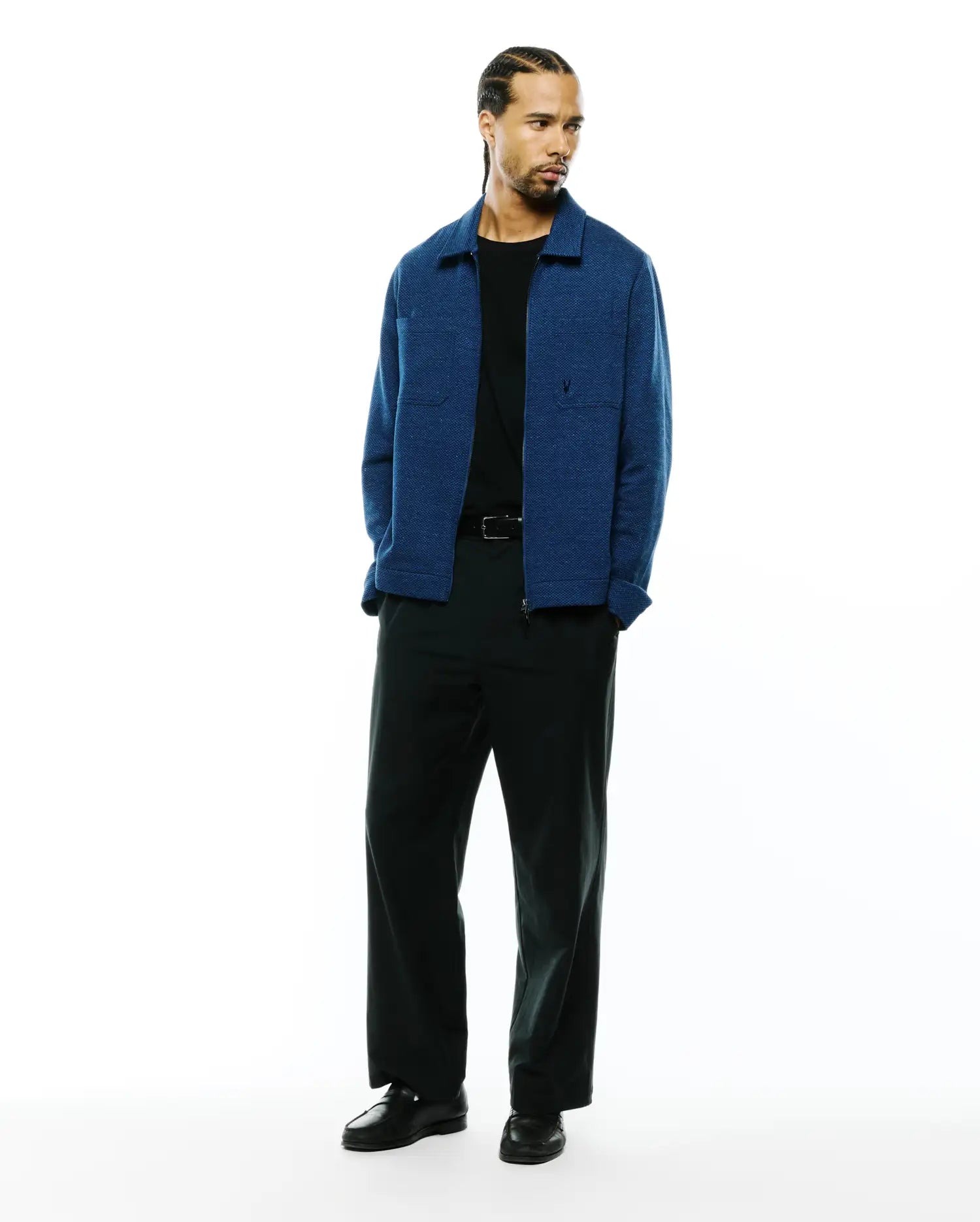 Psycho Bunny Jackets Men's Marc Textured Overshirt sovracamicia blu testurizzata