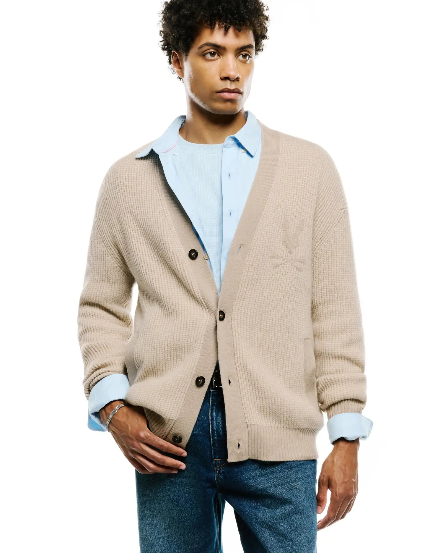 Psycho Bunny Men's Sweatshirts & Hoodies Atkinson Wool Cardigan MT0400127 cardigan beige lana