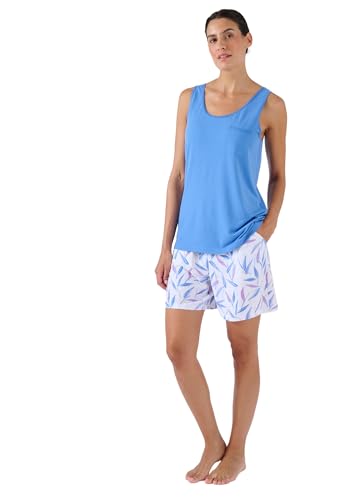 Damart Climatyl Pyjashort Maglia pigiama blu stampato 34-36 XS