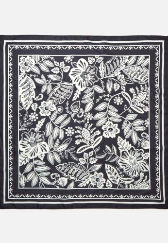Damart Accessori Sciarpa quadrata donna con stampa vegetale nera