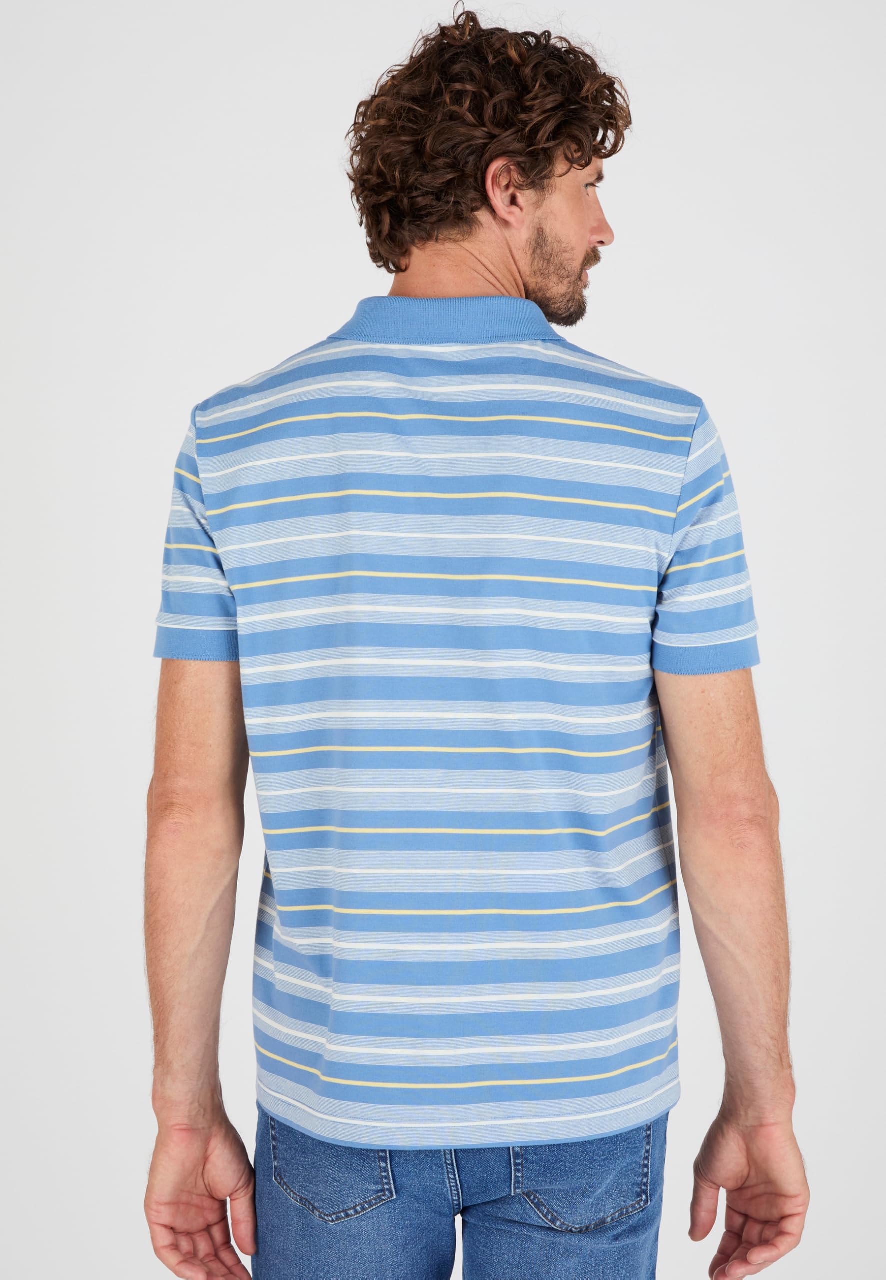 Damart Prêt-à-porter Polo A Righe Manica Corta Uomo L blu a strisce cotone