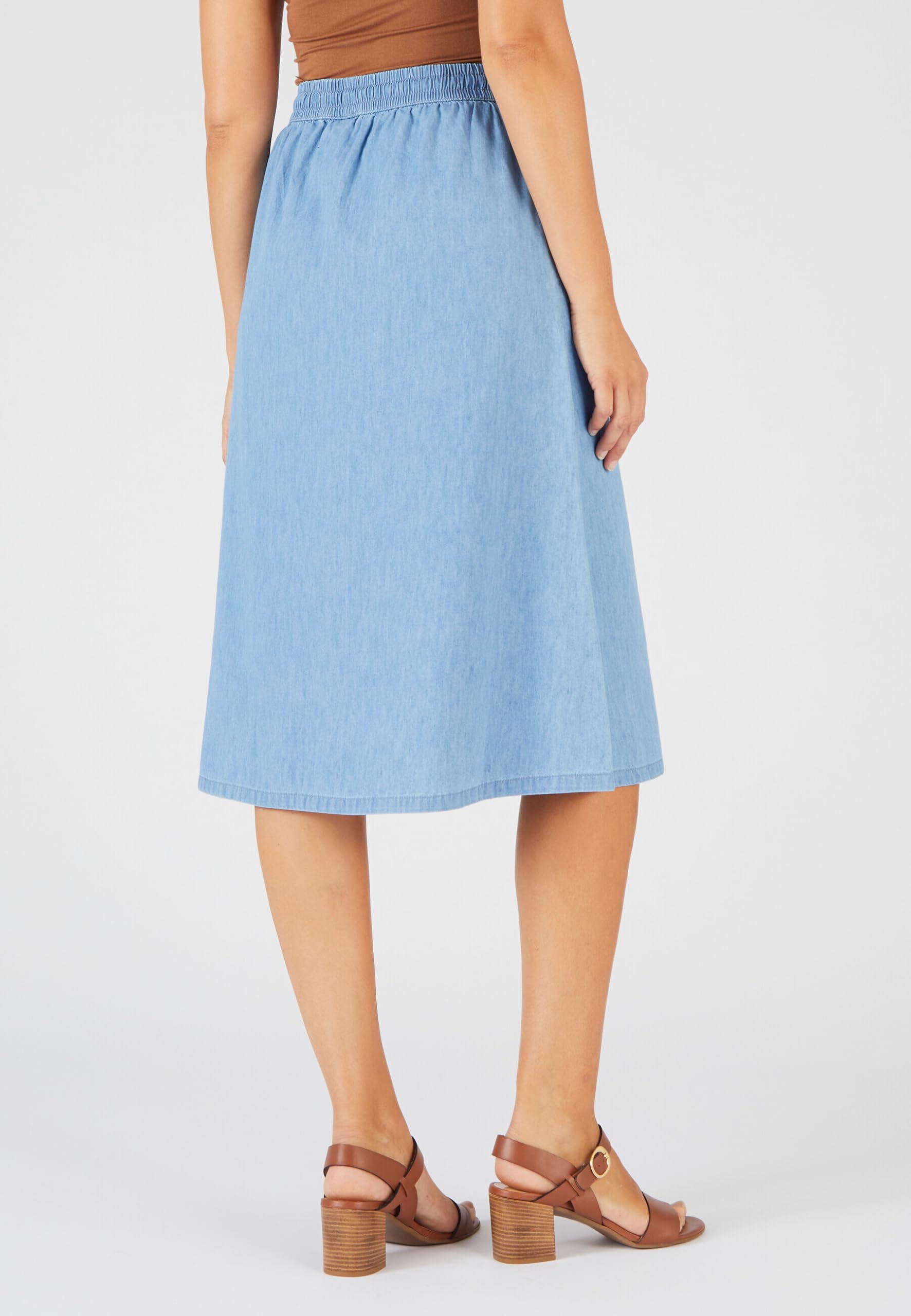 Damart Prêt-à-porter gonna chambray Blu Denim Pastello 54 ampia