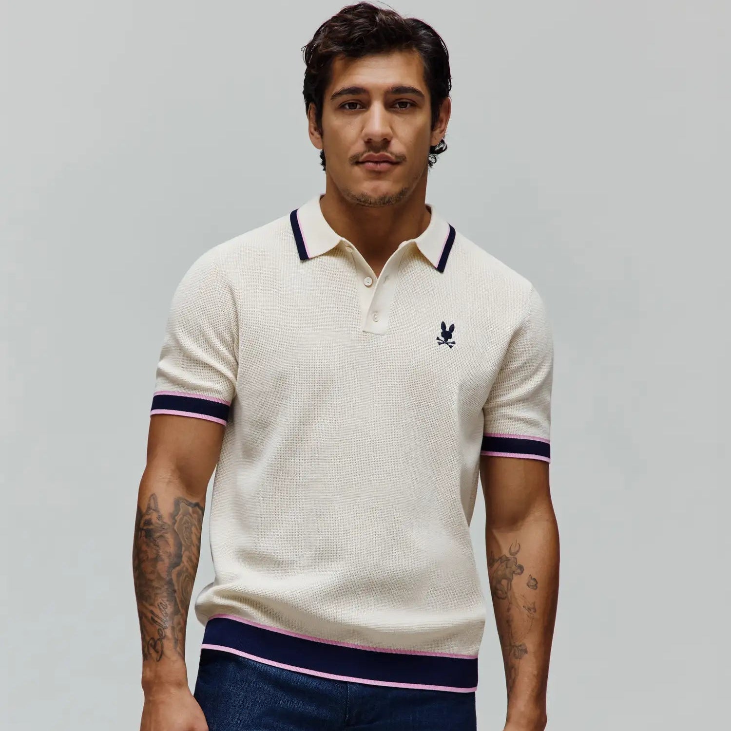 Psycho Bunny Men's Polos Dax Knit Polo 250 Pristine in maglia