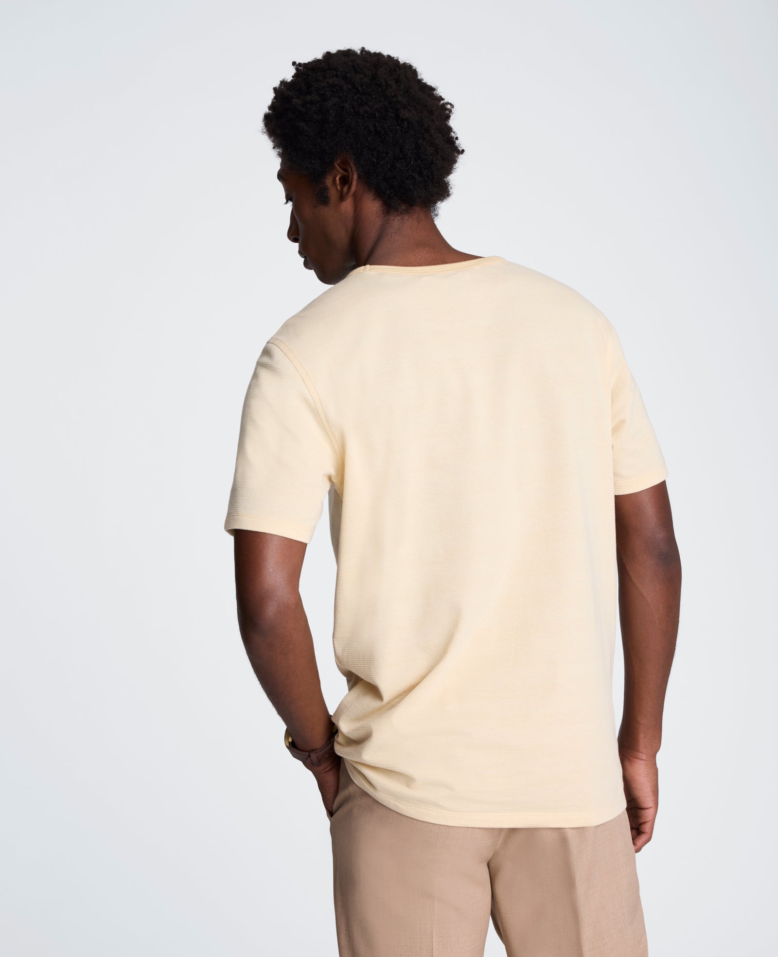 Kenneth Cole Reaction Clothing Textured Logo Tee maglietta beige cotone