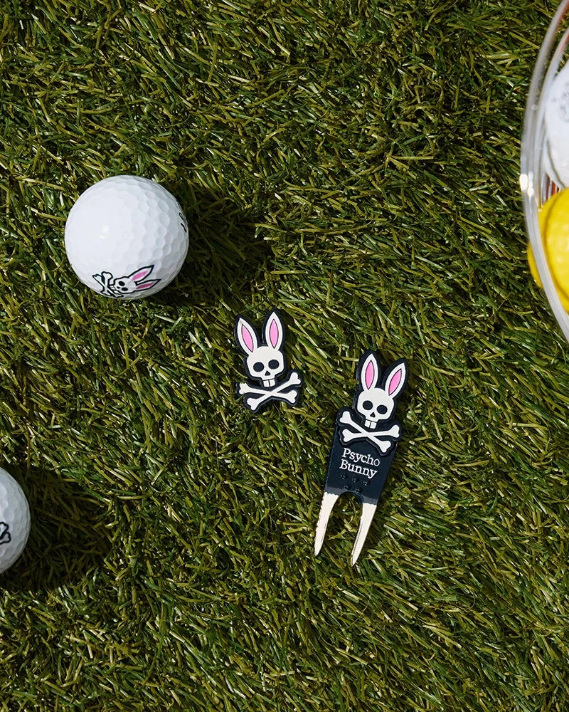 Psycho Bunny Accessories Divot Tool attrezzo golf 410 Navy con marcatore magnetico