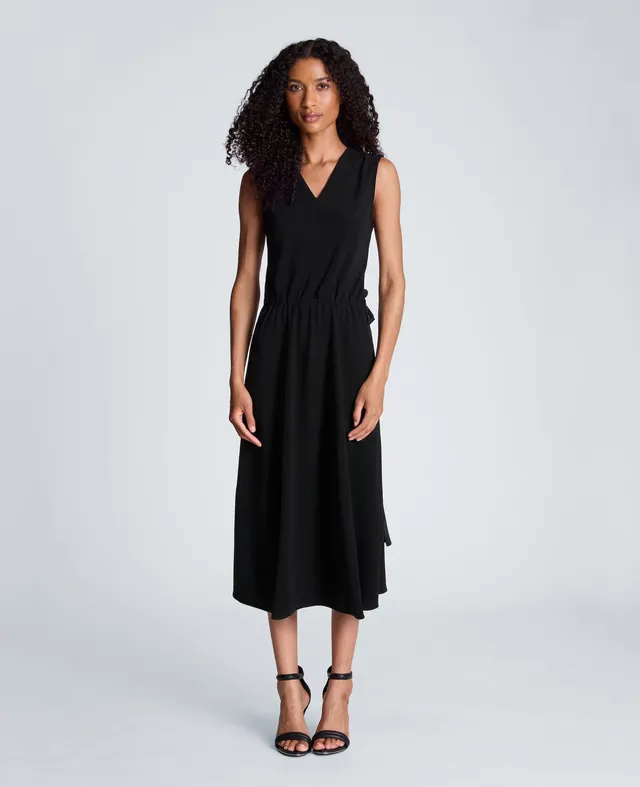 Kenneth Cole Reaction Clothing Asymmetrical Hem Midi Dress abito midi nero in crêpe