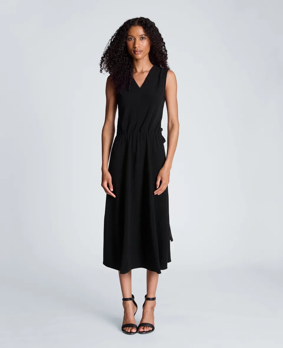 Kenneth Cole Reaction Clothing Asymmetrical Hem Midi Dress abito midi nero in crêpe