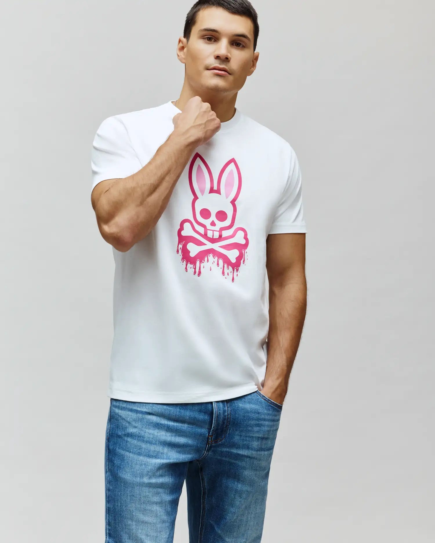 Psycho Bunny Men's Tees Carl Graphic Tee T-shirt bianca uomo