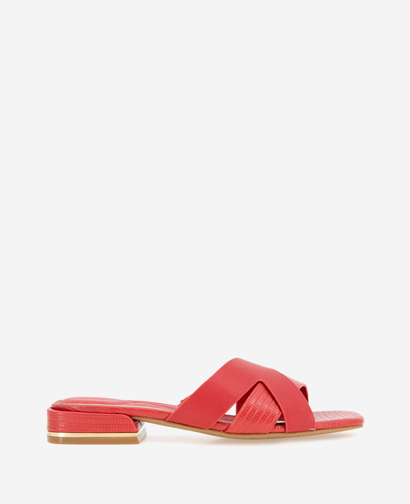 Kenneth Cole Reaction Shoes Issa Embossed Lizard Sandal sandalo rosso effetto lucertola