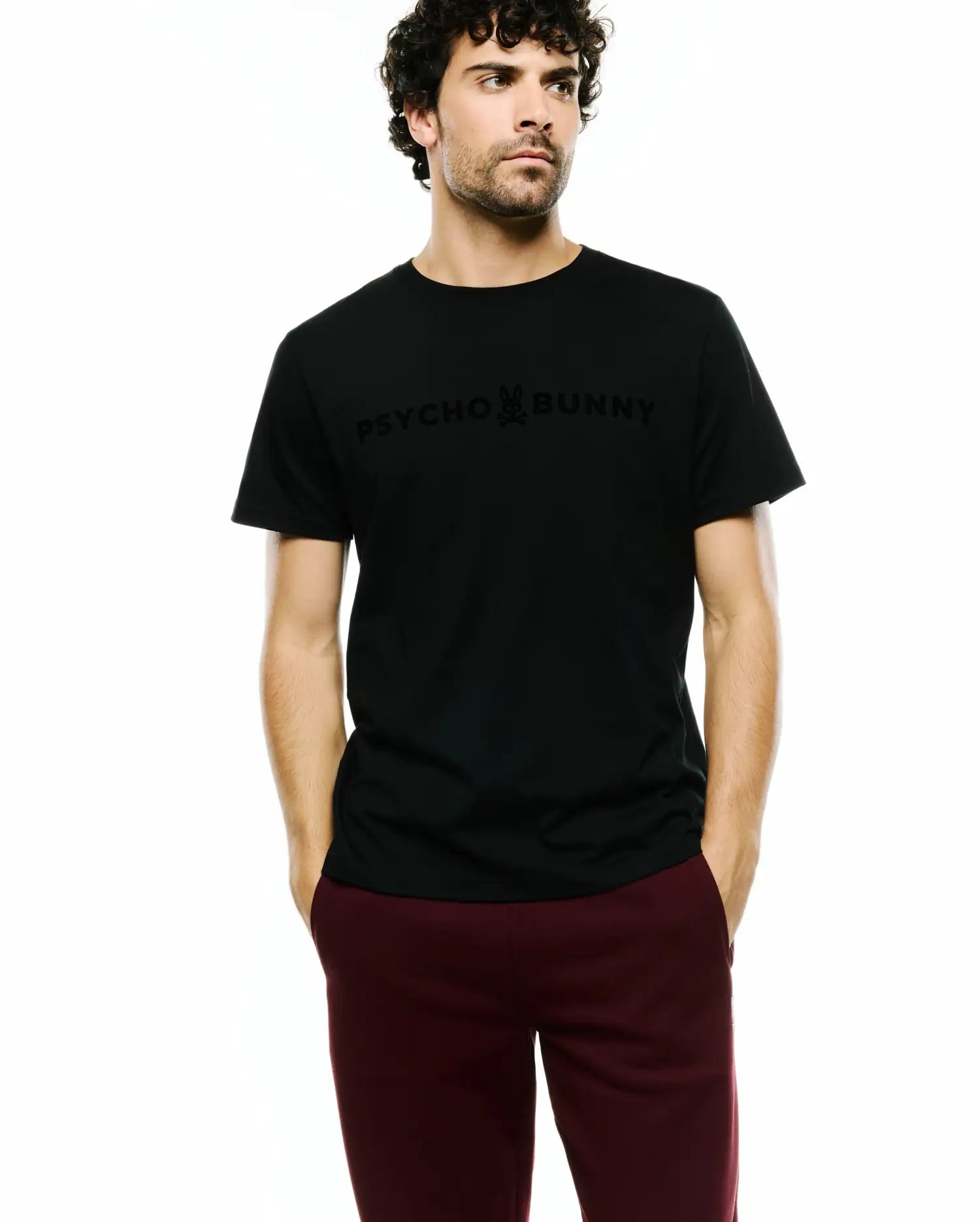 Psycho Bunny Men's Tees Royce Graphic Tee t-shirt nera cotone Pima