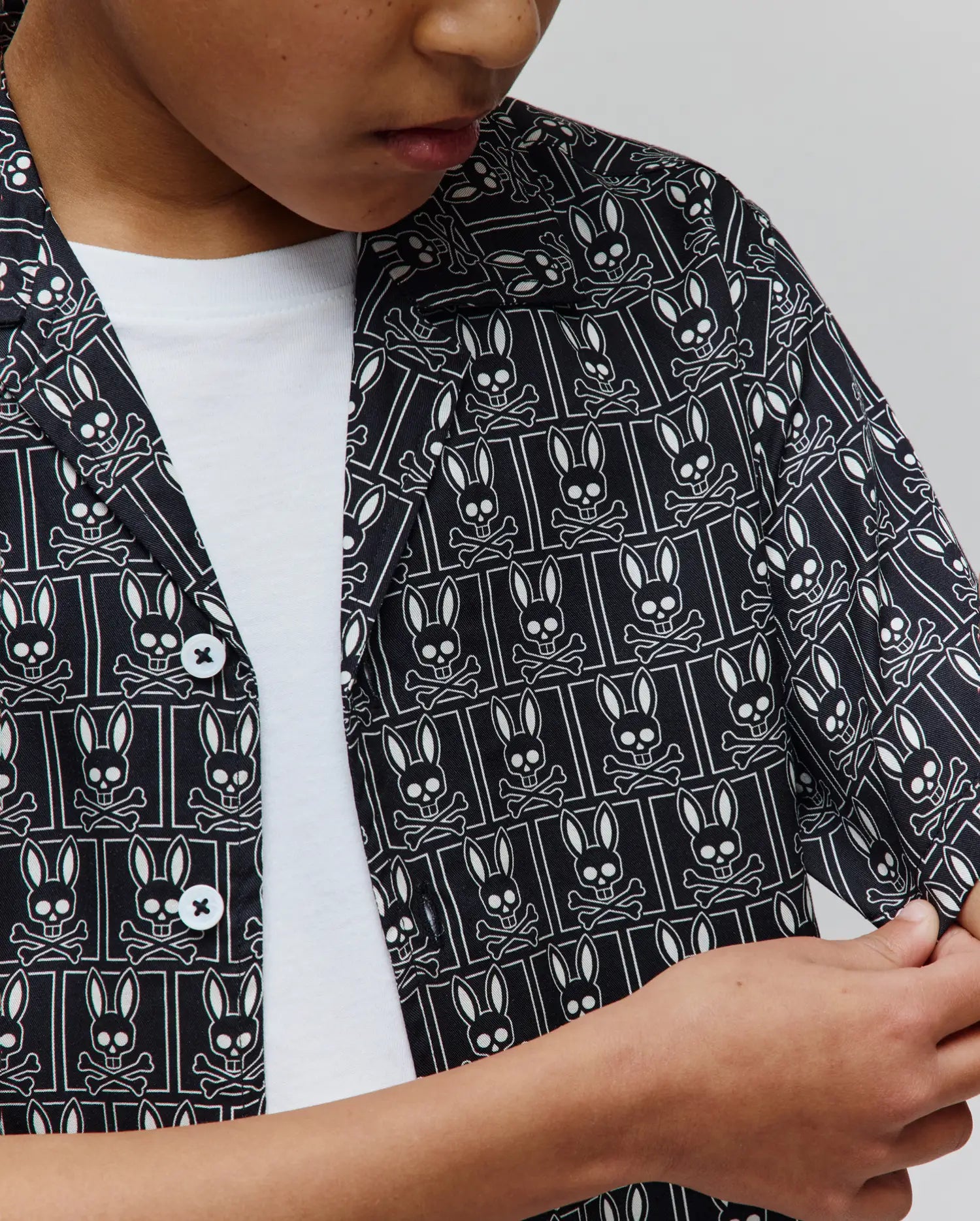 Psycho Bunny Kids Tees Keon Tencel Shirt camicia nera in Tencel