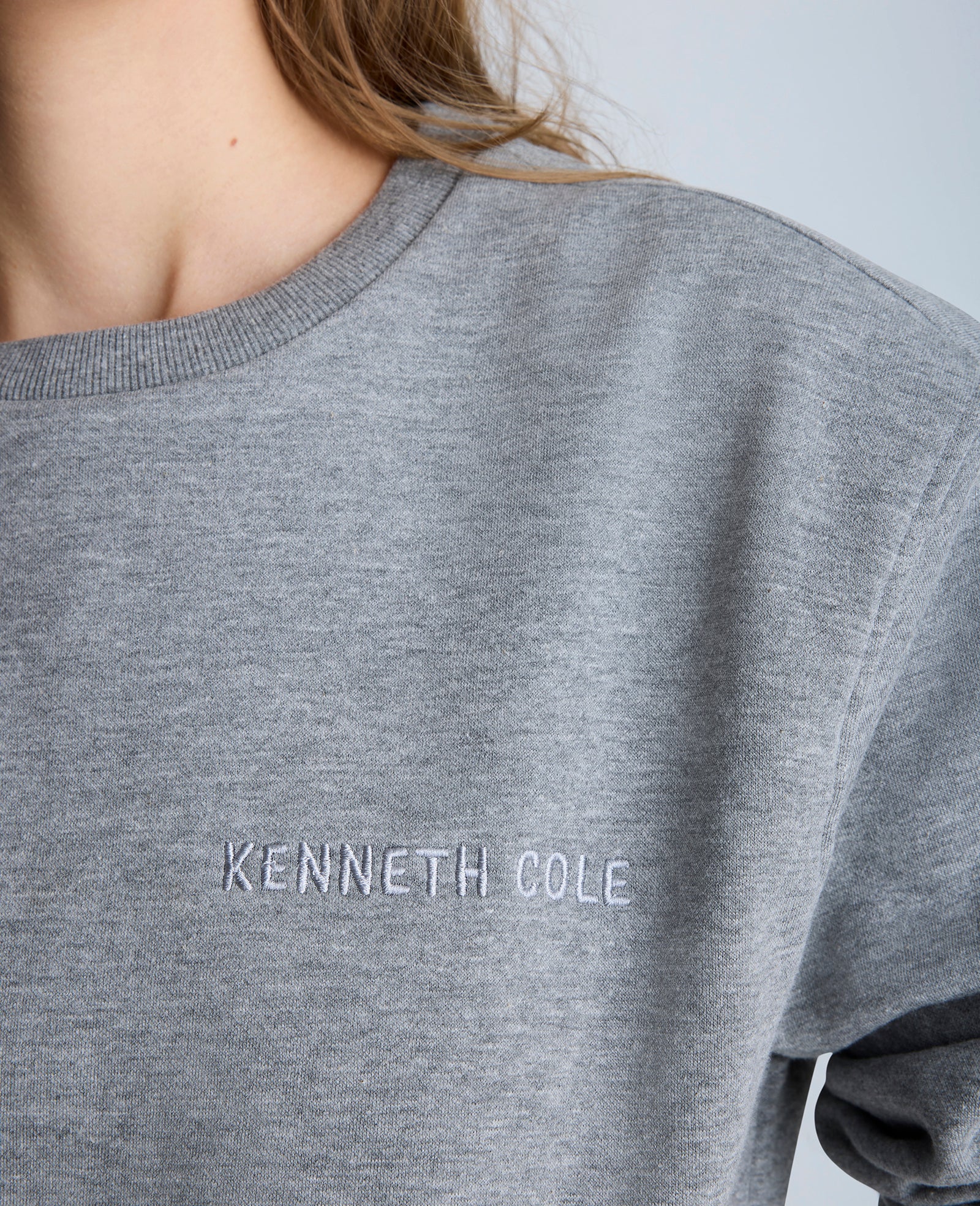 Kenneth Cole Reaction Clothing Kenneth Cole Embroidered Logo Sweatshirt felpa grigia