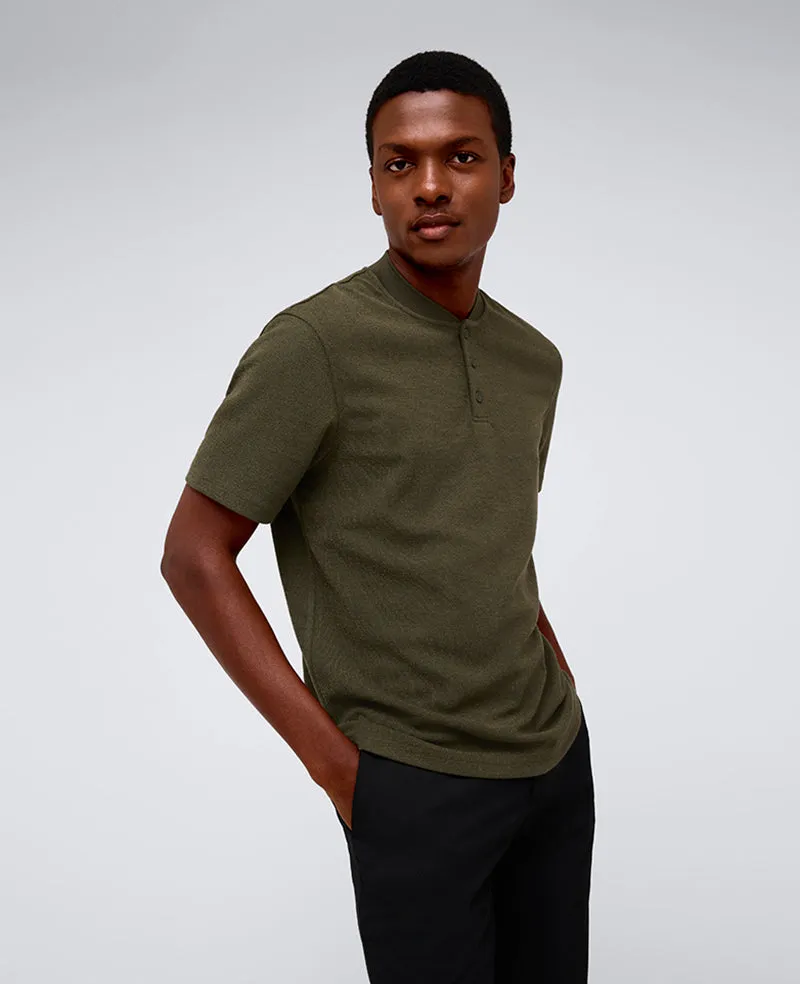 Kenneth Cole Reaction Clothing Performance Band-Collar Henley maglia verde scuro stretch