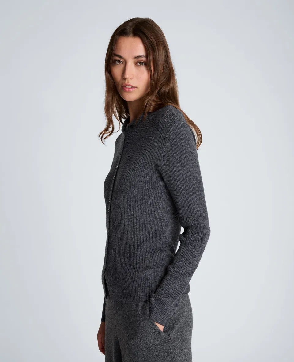 Kenneth Cole Reaction Clothing Long Sleeve Mini Button Funnel Neck Sweater maglia grigio scuro XS–XL in misto cashmere