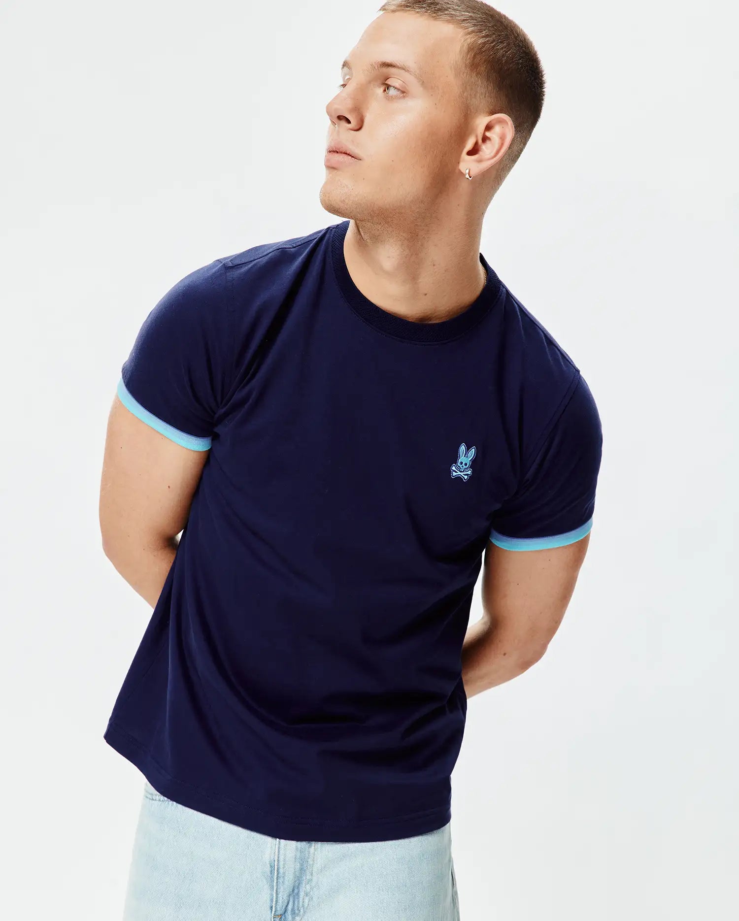 Psycho Bunny Men's Tees Holden Tee MT0200352 T-shirt blu Evening Blue