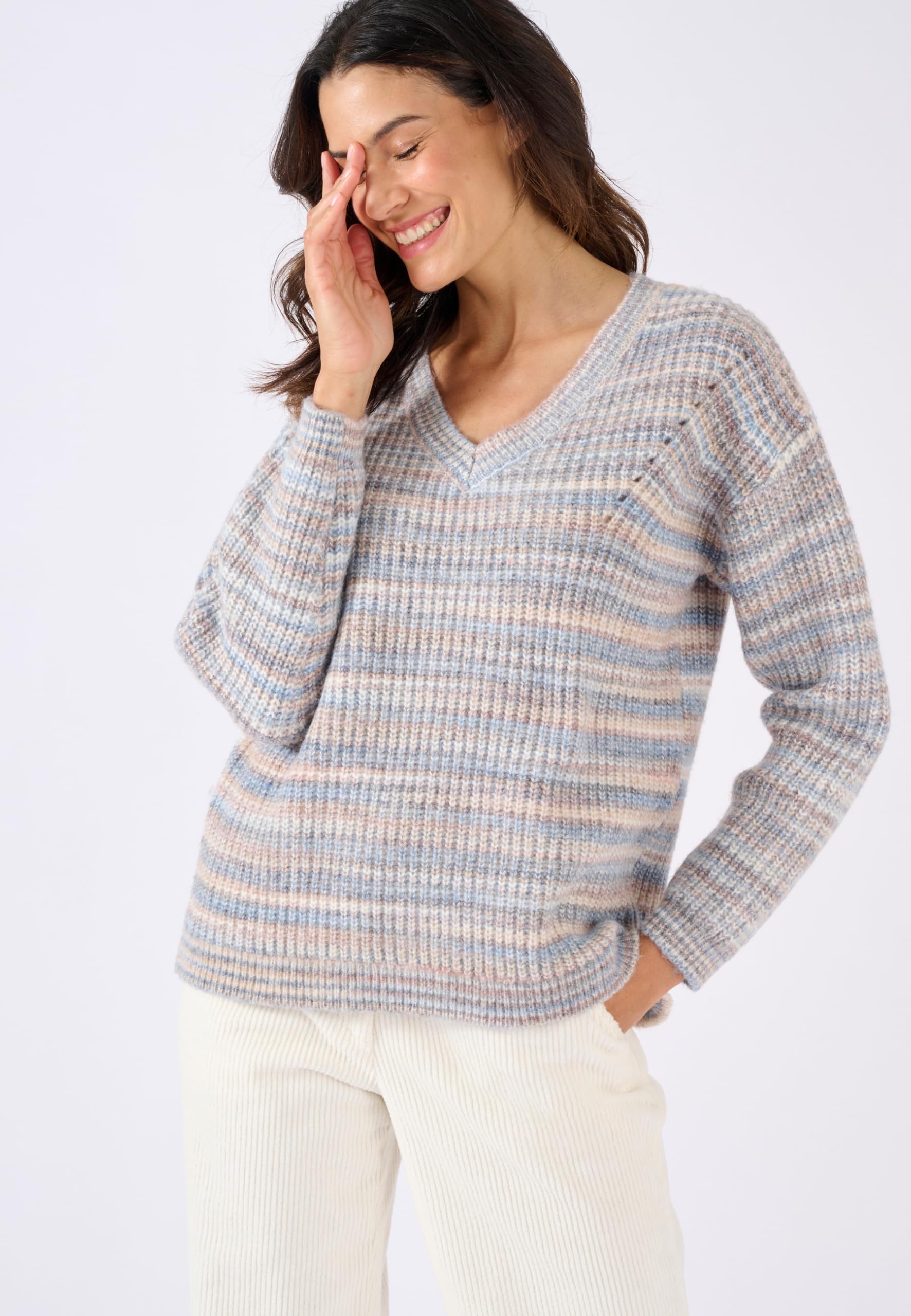 Damart Prêt-à-porter Maglione filo mulinato a righe 38-40