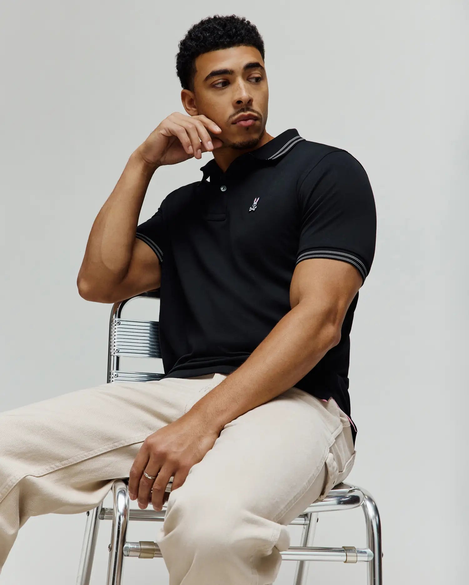 Psycho Bunny Men's Polos Kenyon Performance Piqué Polo 001 Black anti piega