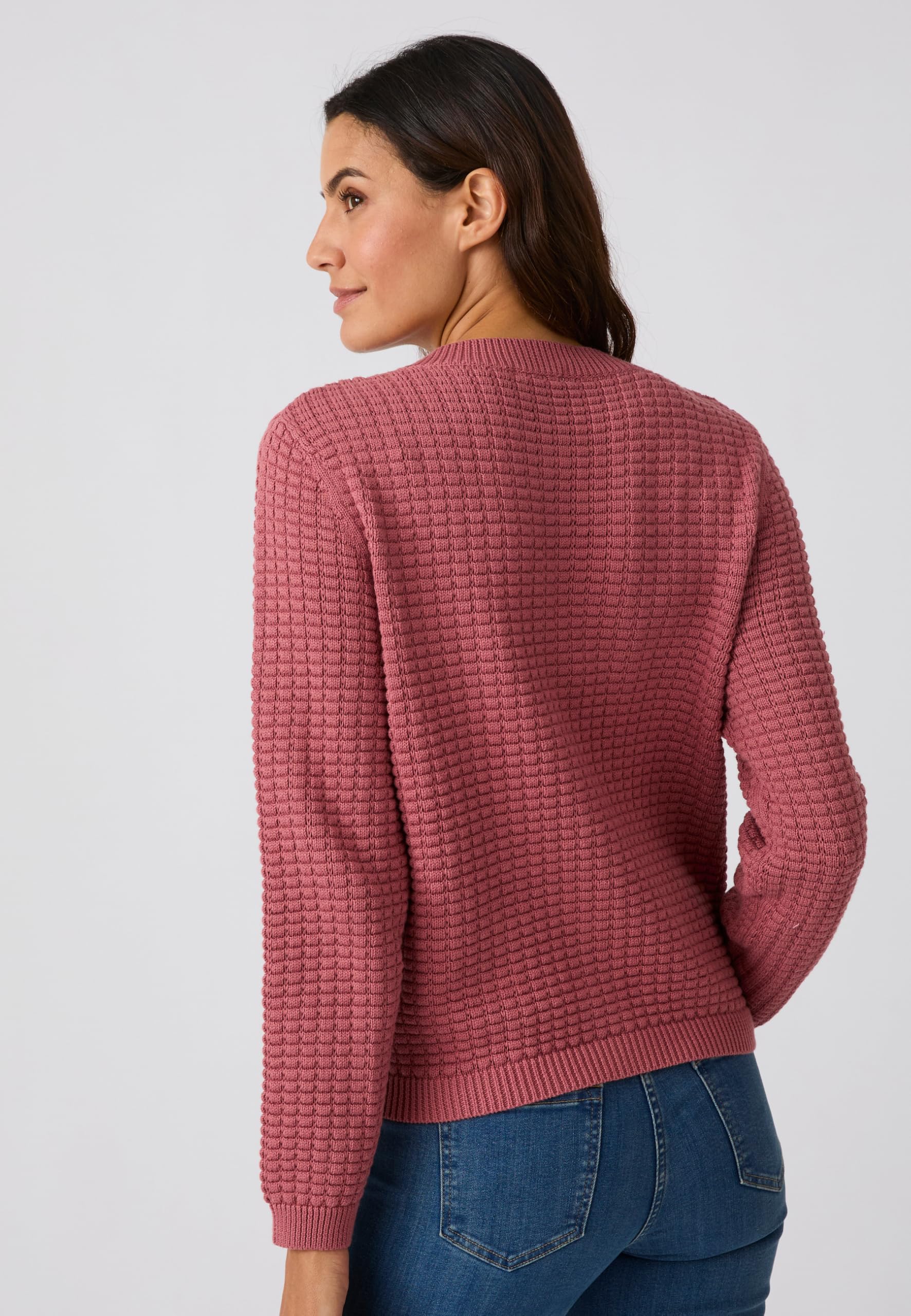 Damart Prêt-à-porter cardigan donna marrone beige a righe in cotone