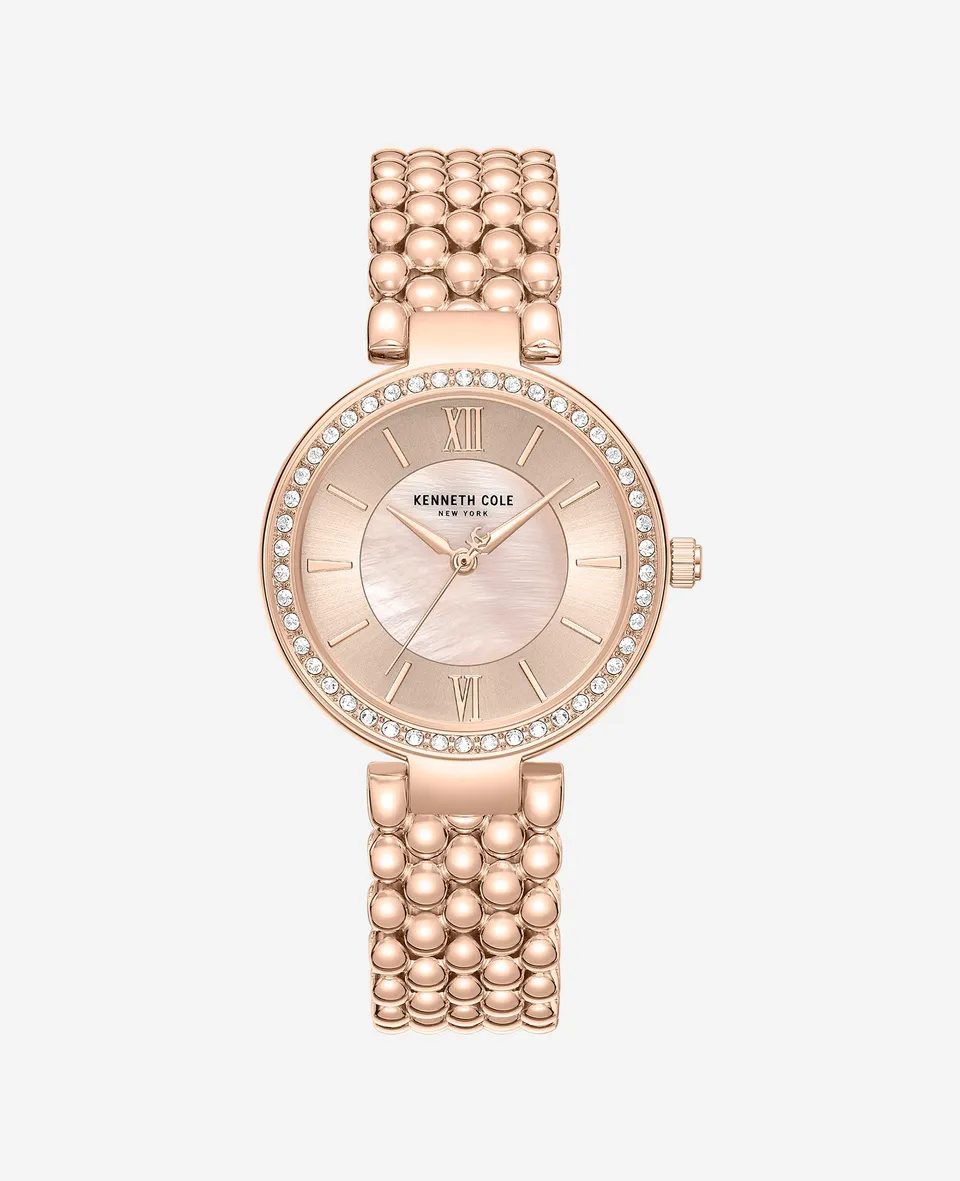 Kenneth Cole Reaction Watches Classic Crystal Lined Outer Dial Rose Gold Bracelet Watch orologio Rose Gold
