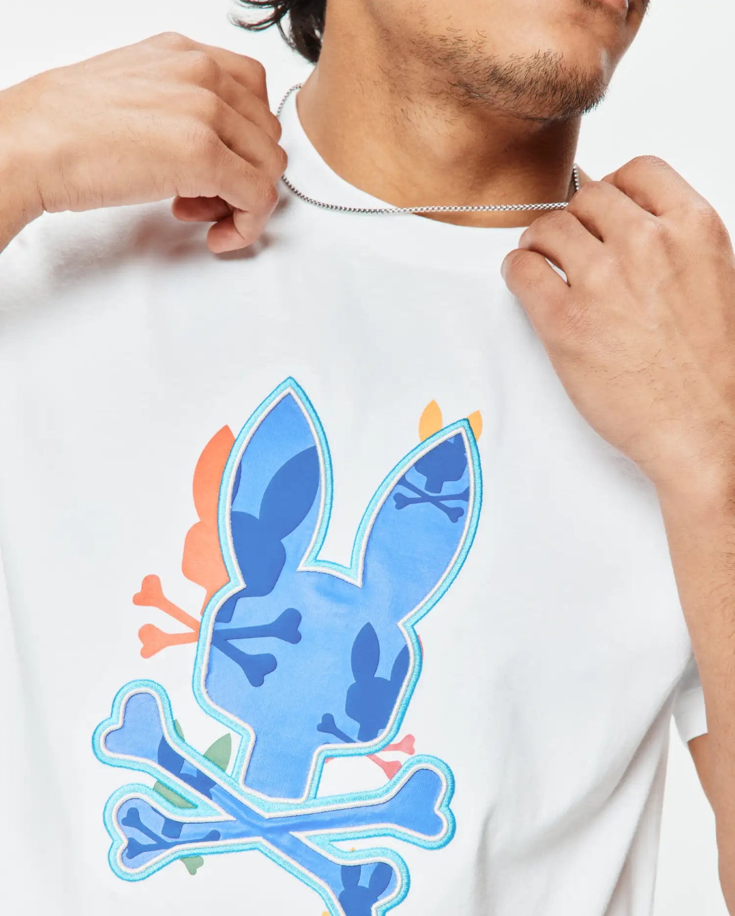 Psycho Bunny Men's Tees Tanner Bunny Graphic Tee maglietta bianca