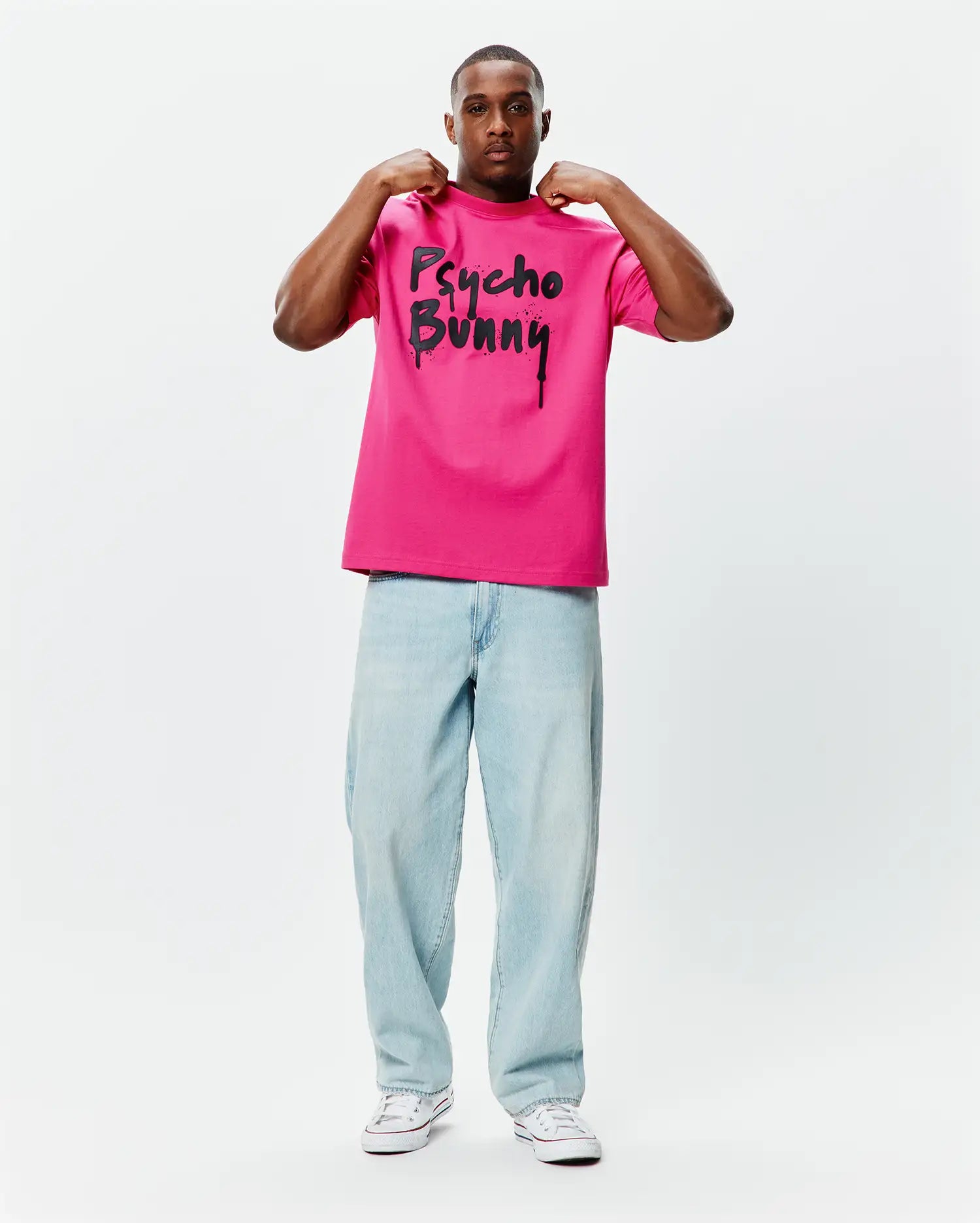 Psycho Bunny Men's Tees Duncan Oversized Tee T-shirt rosa oversize