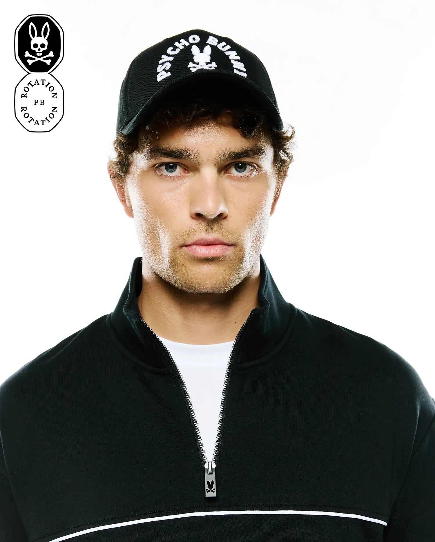 Psycho Bunny Accessories Ambrose Graphic Baseball Cap cappellino nero regolabile