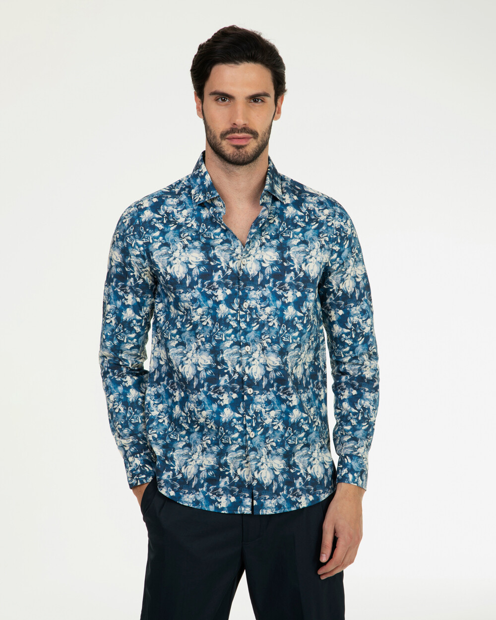 Markup Uomo Camicie Camicia collo francese macro fiore