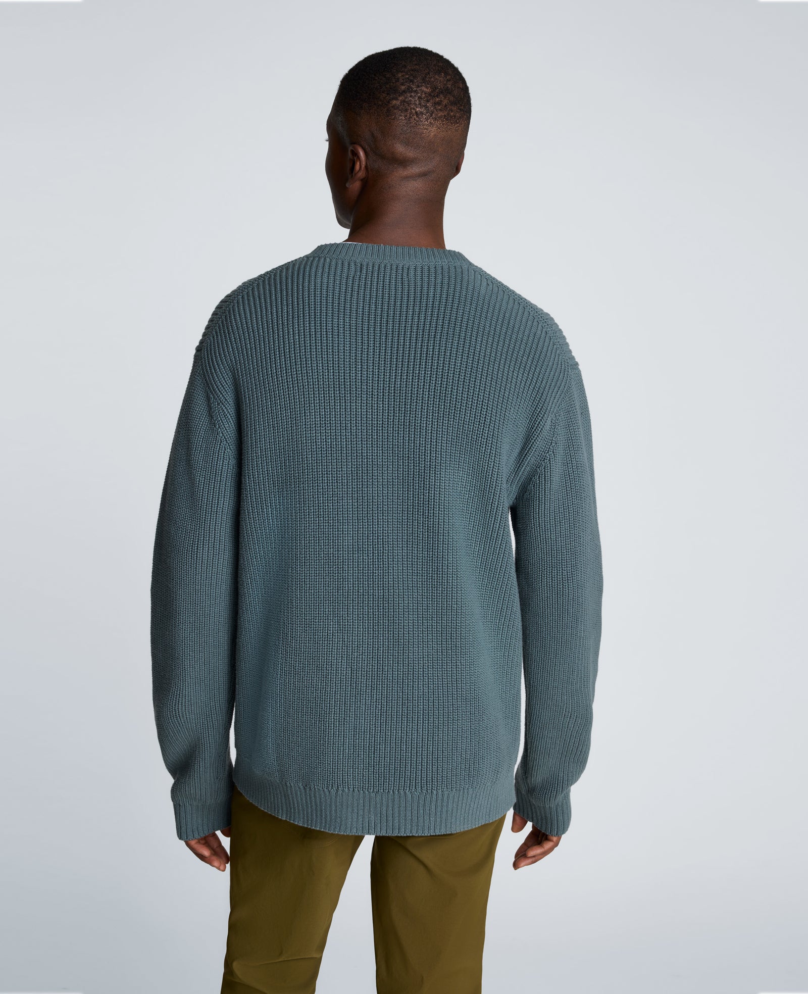 Kenneth Cole Reaction Clothing Chunky Oversized Sweater maglione uomo blu girocollo cotone