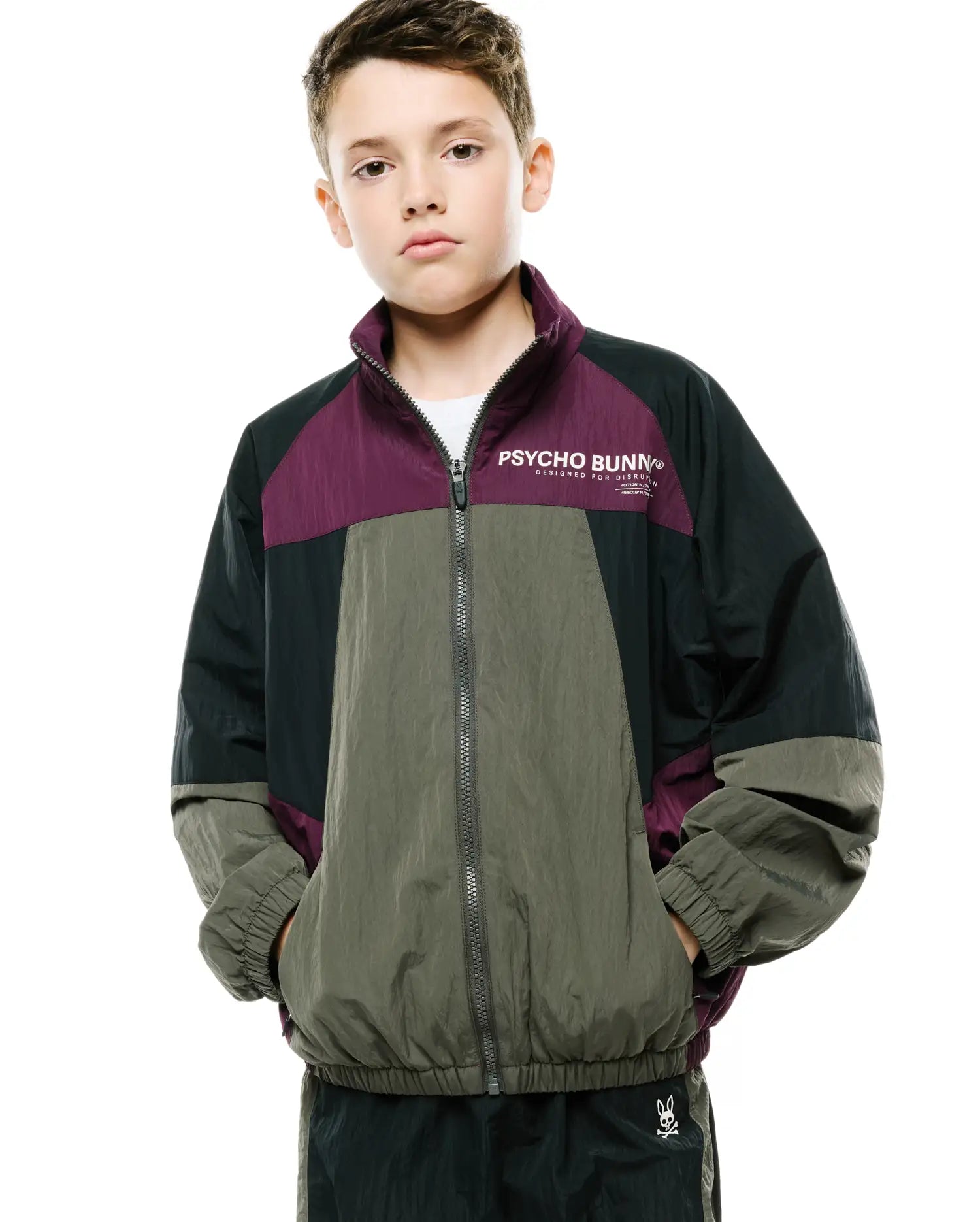 Psycho Bunny Kids Outerwear Alder Nylon Colorblock Jacket KT0500091 giacca nera