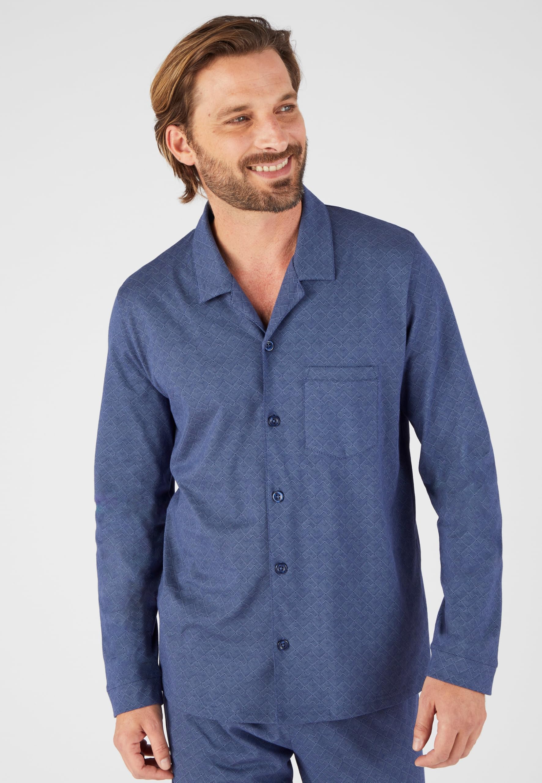 Damart Homewear Pigiama abbottonato in jersey di puro cotone uomo S