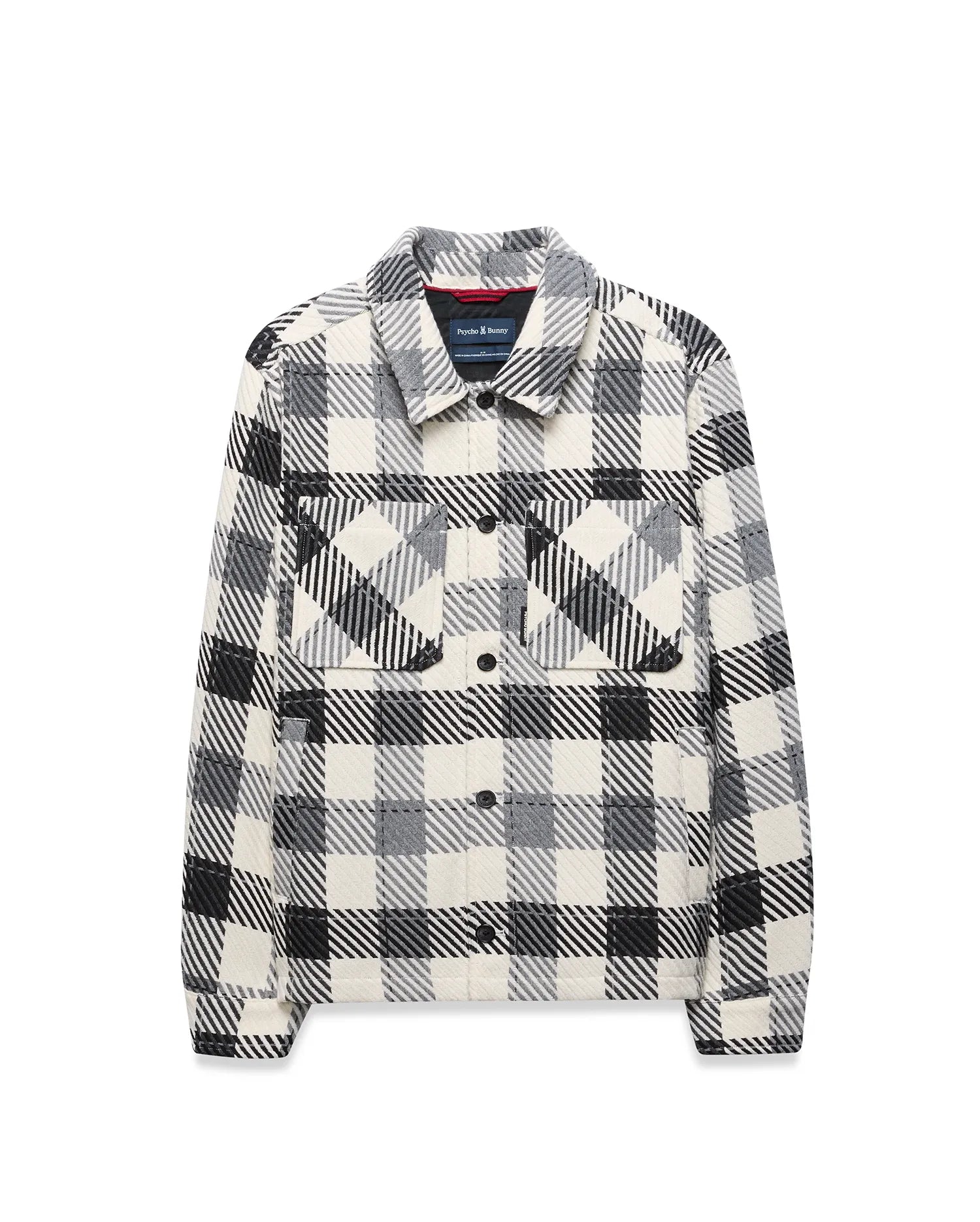 Psycho Bunny Kessler Oversized Plaid Overshirt MT0300230 overshirt bianca