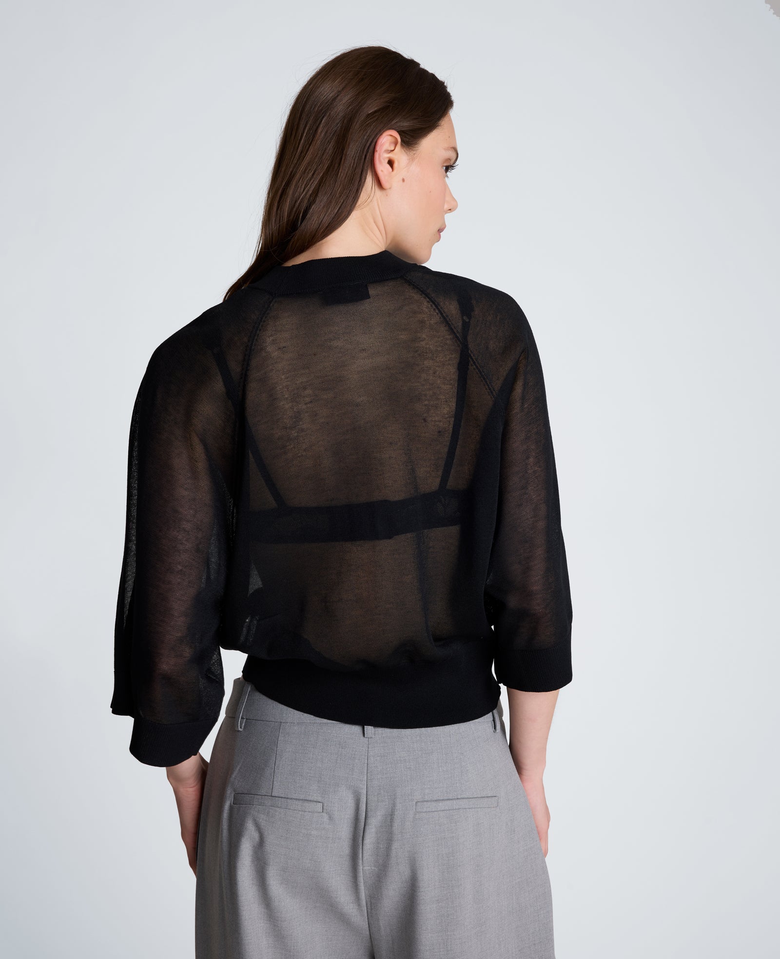 Kenneth Cole Reaction Clothing Three-Quarter Sleeve Raglan Crew Sweater maglia nera XS-XL maniche tre quarti
