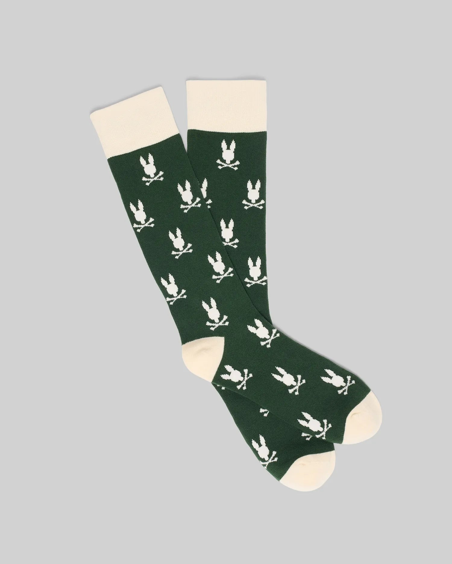 Psycho Bunny Accessories All Over Bunny Dress Sock calze verdi in cotone Pima