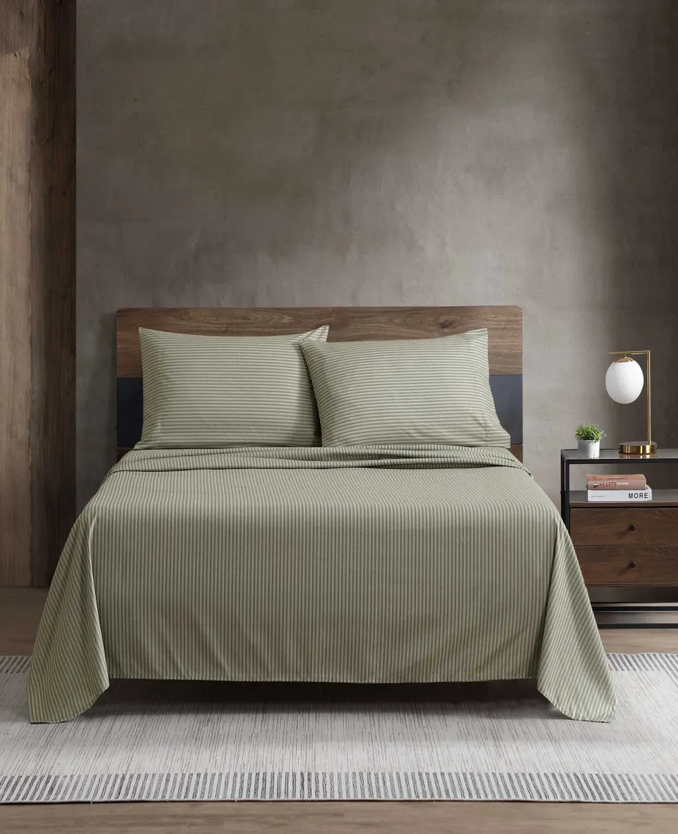 Kenneth Cole Reaction Home & Bedding Twill Stripe Texture set lenzuola queen verde