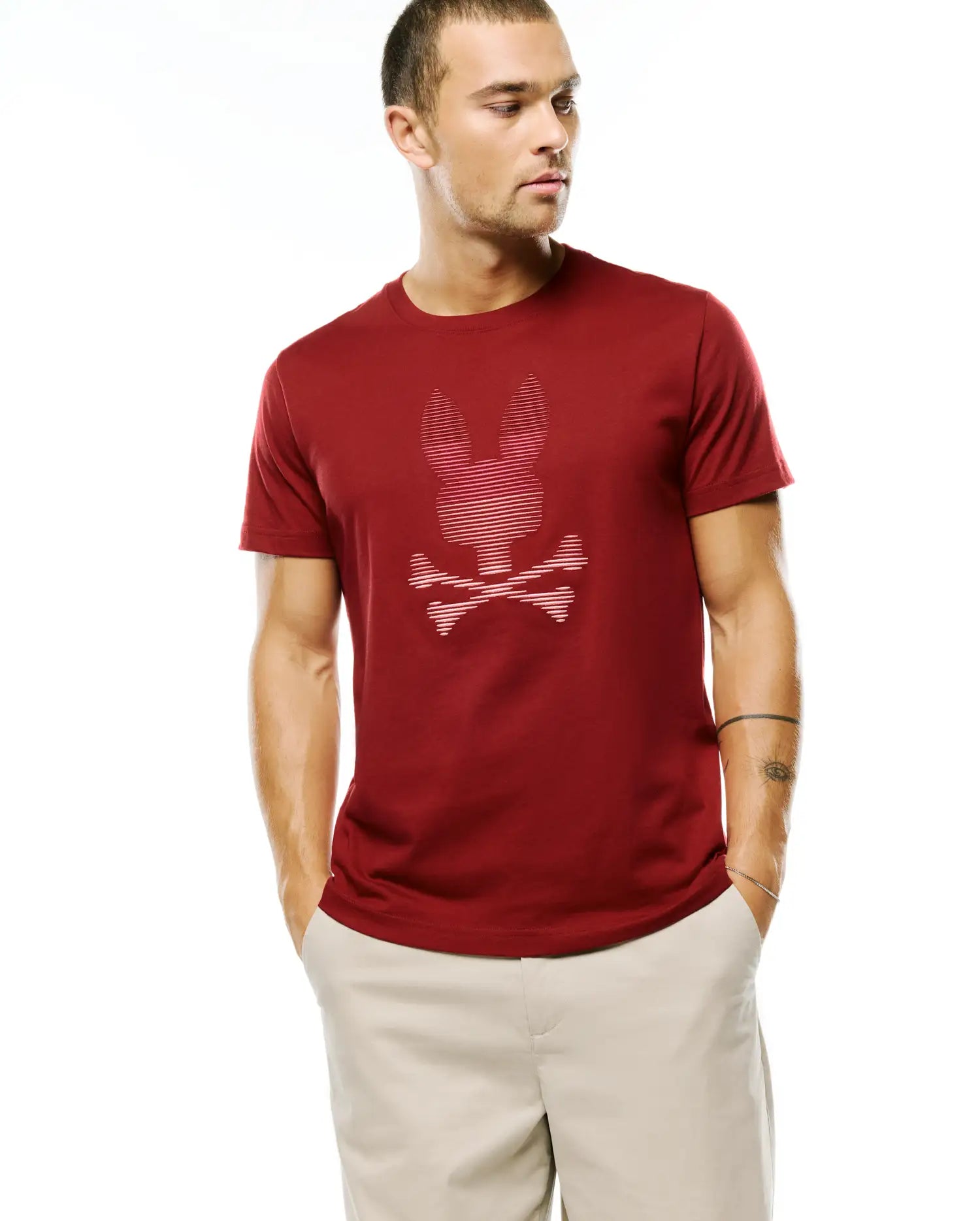 Psycho Bunny Men's Tees Slade Bunny Graphic Tee MT0200452 T-shirt Rhythm Red