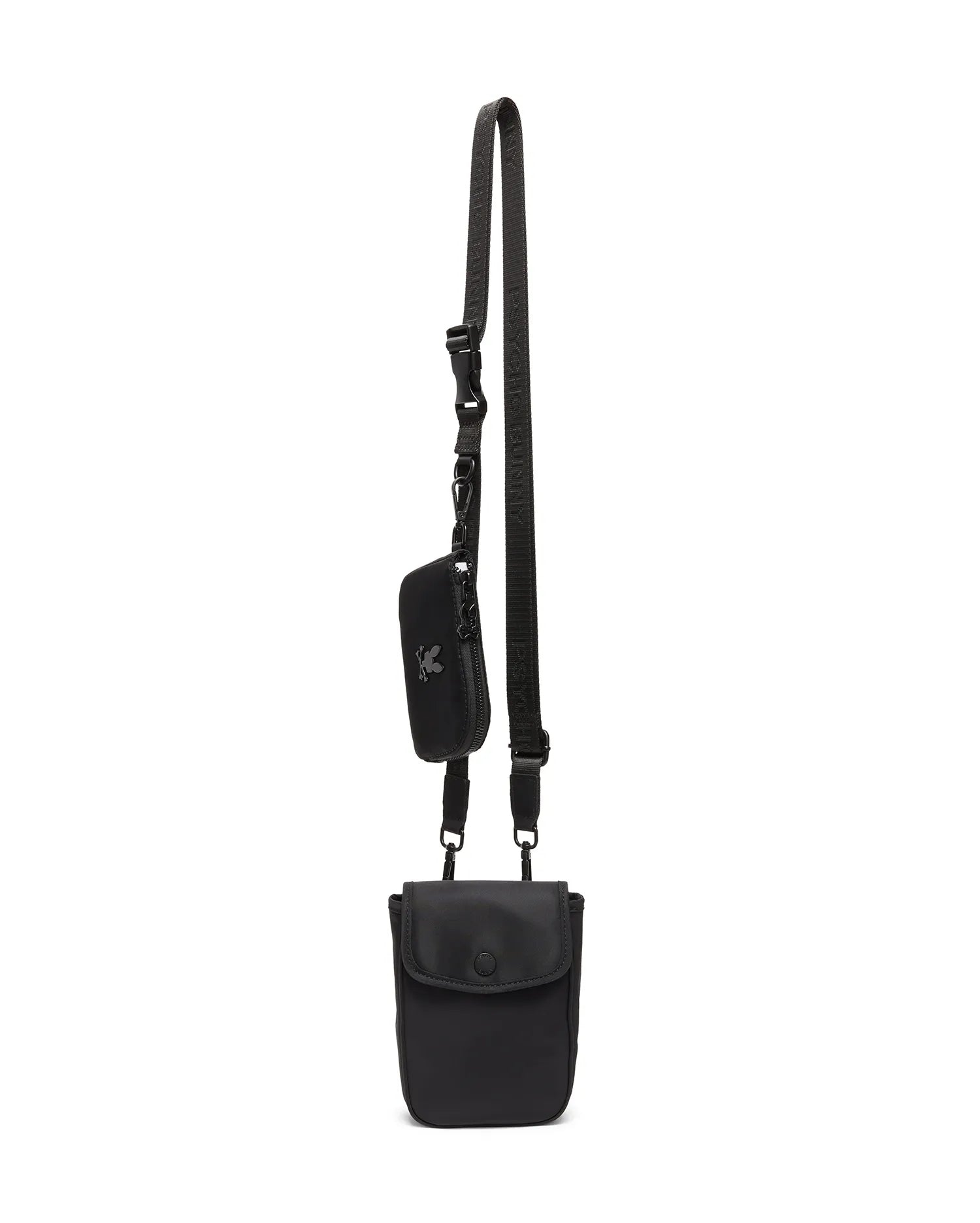 Psycho Bunny Accessories Men's Nylon Crossbody Bag with Pouch borsa nera