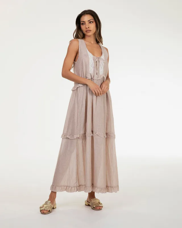 Markup Donna Vestiti Abito lungo rigato con pizzo