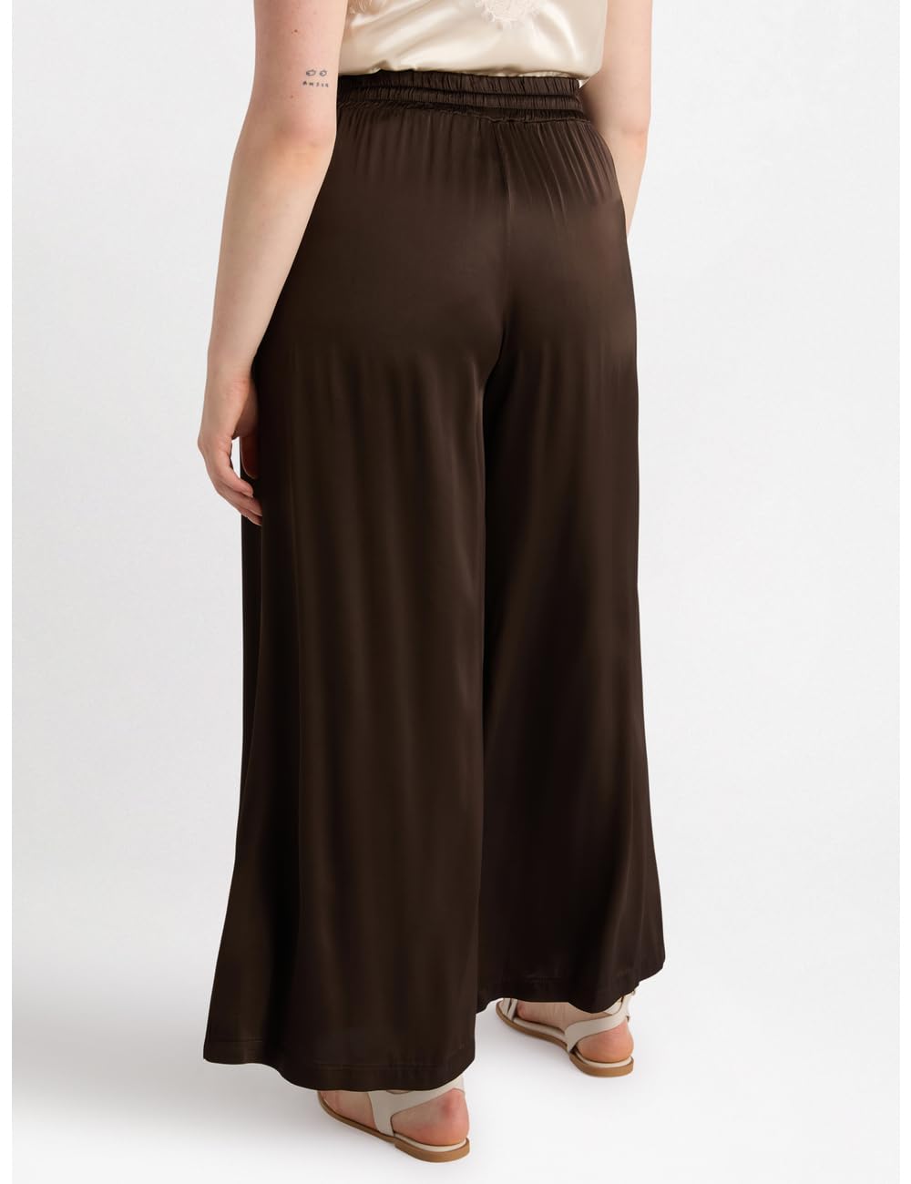 Fiorella Rubino Pantaloni Palazzo in Raso marroni S Plus