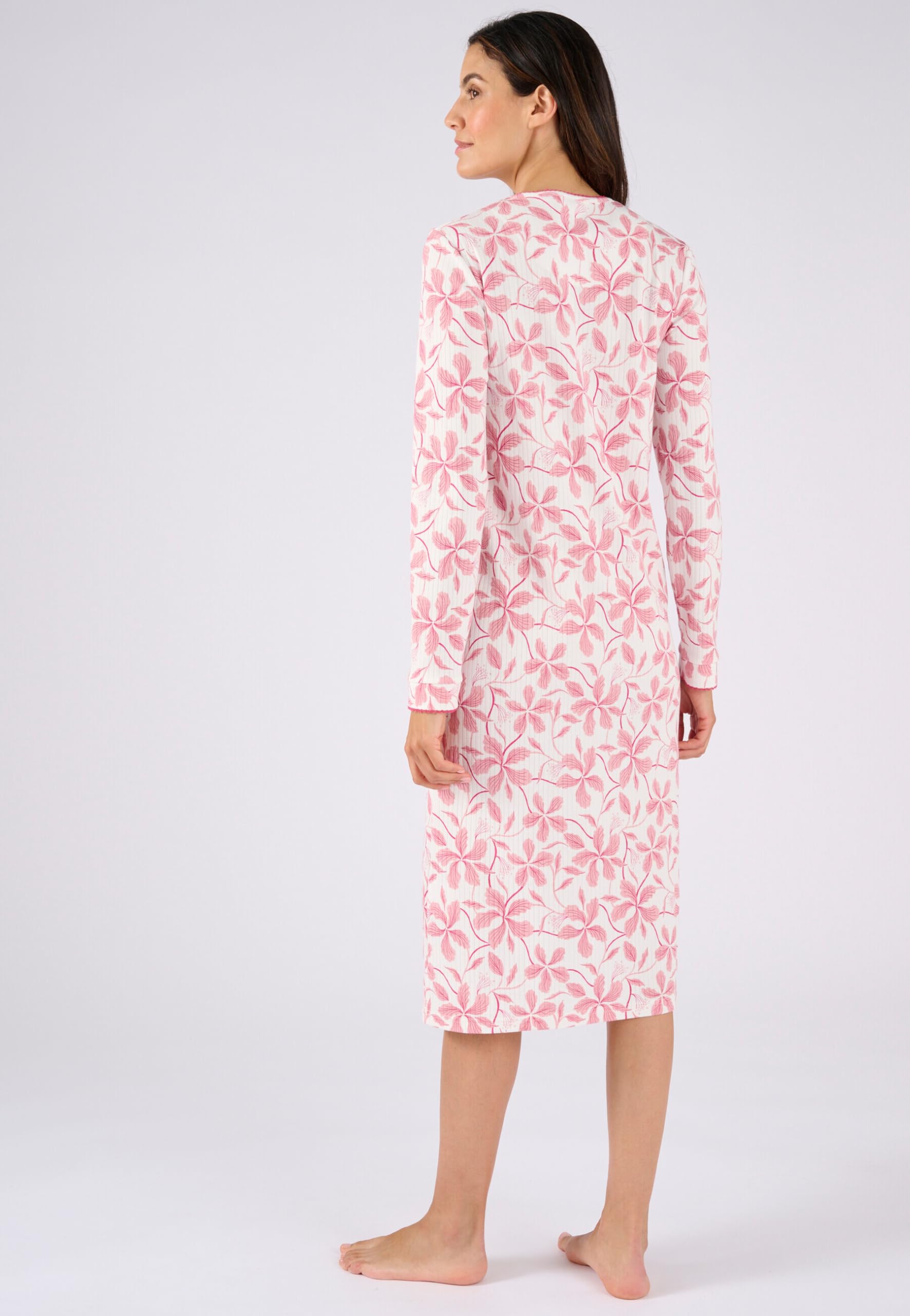 Damart Homewear camicia da notte a costine rosa fiorito