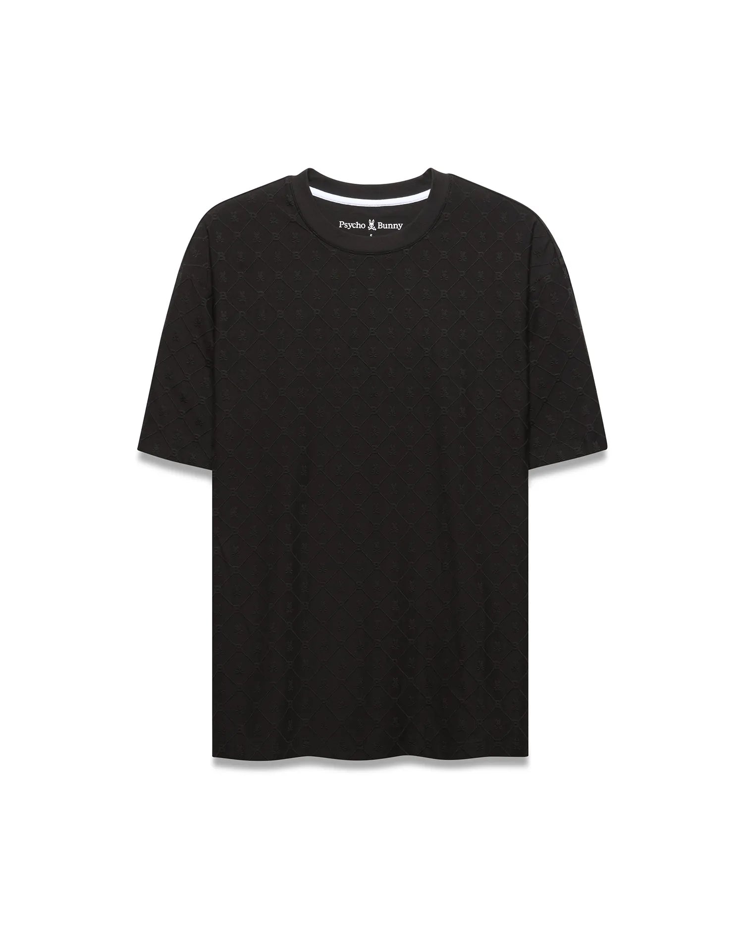 Psycho Bunny Men's Tees Garry Jacquard Oversized-Fit Tee MT0200633 maglietta nera jacquard