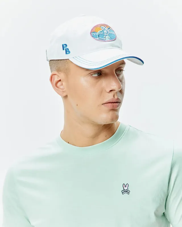 Psycho Bunny Accessories Mens Ray Baseball Cap cappellino bianco cotone