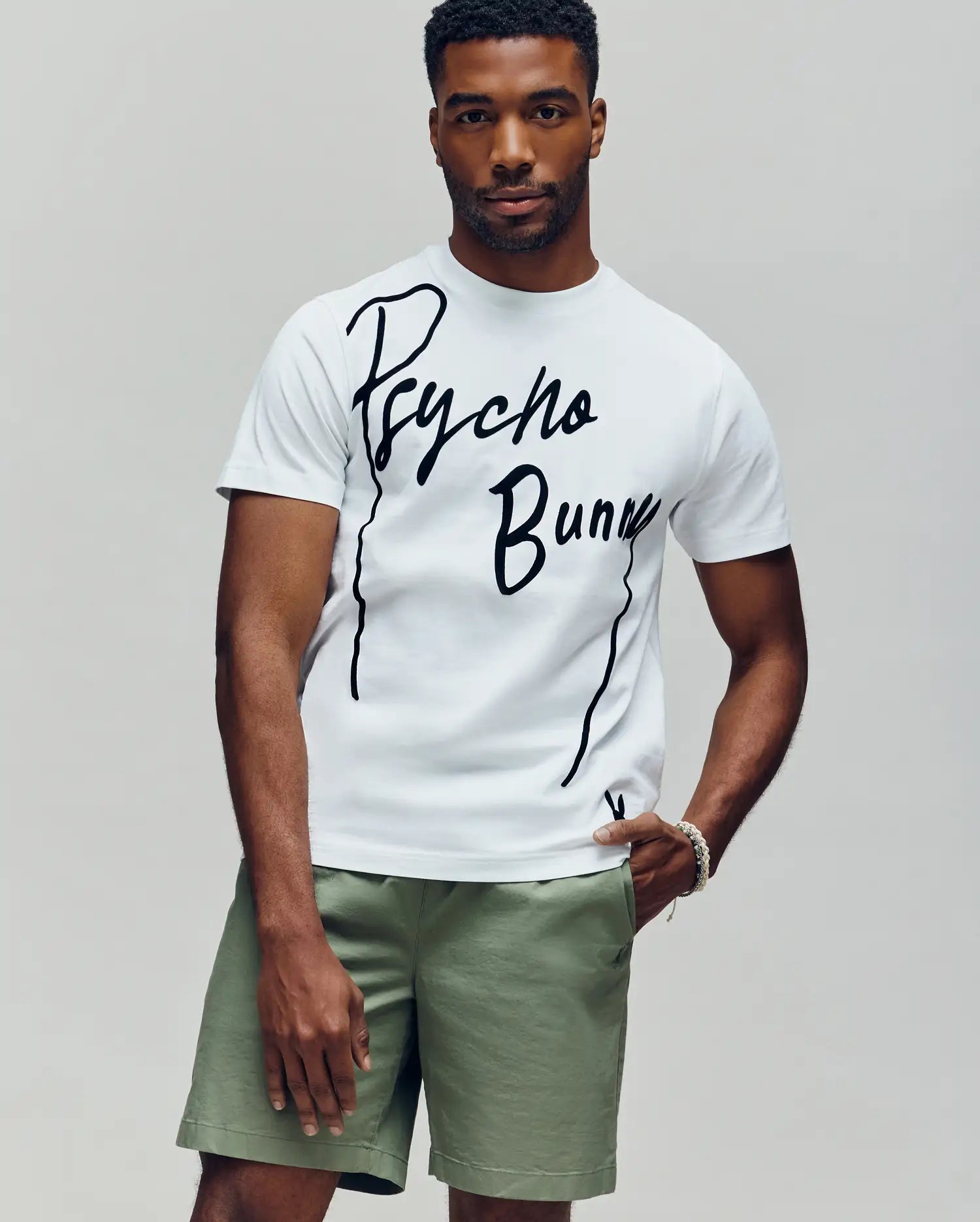 Psycho Bunny Men's Tees Soren Graphic Tee MT0200180 T-shirt bianca