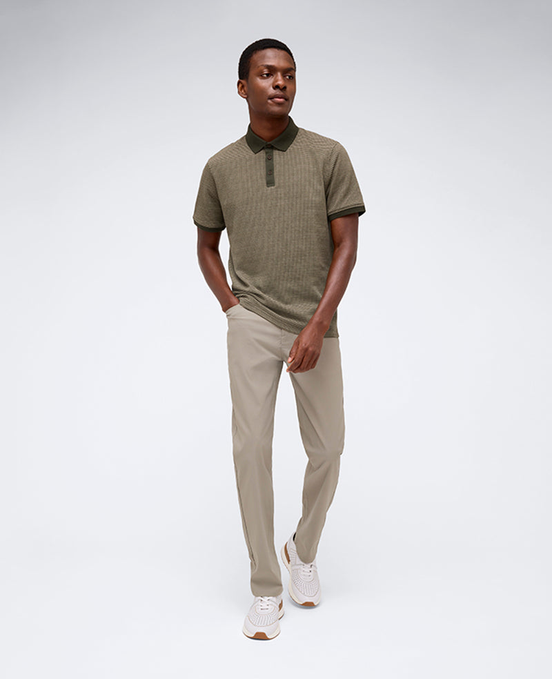 Kenneth Cole Reaction Clothing Contrast Placket Button Polo polo verde