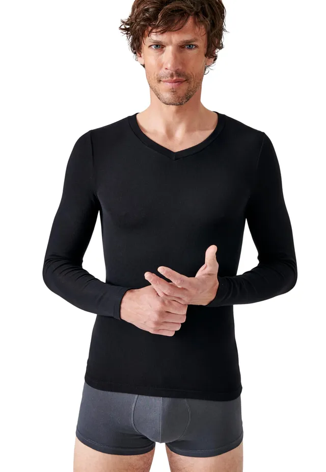 Damart Thermolactyl Sensitive maglia scollo a V nera S
