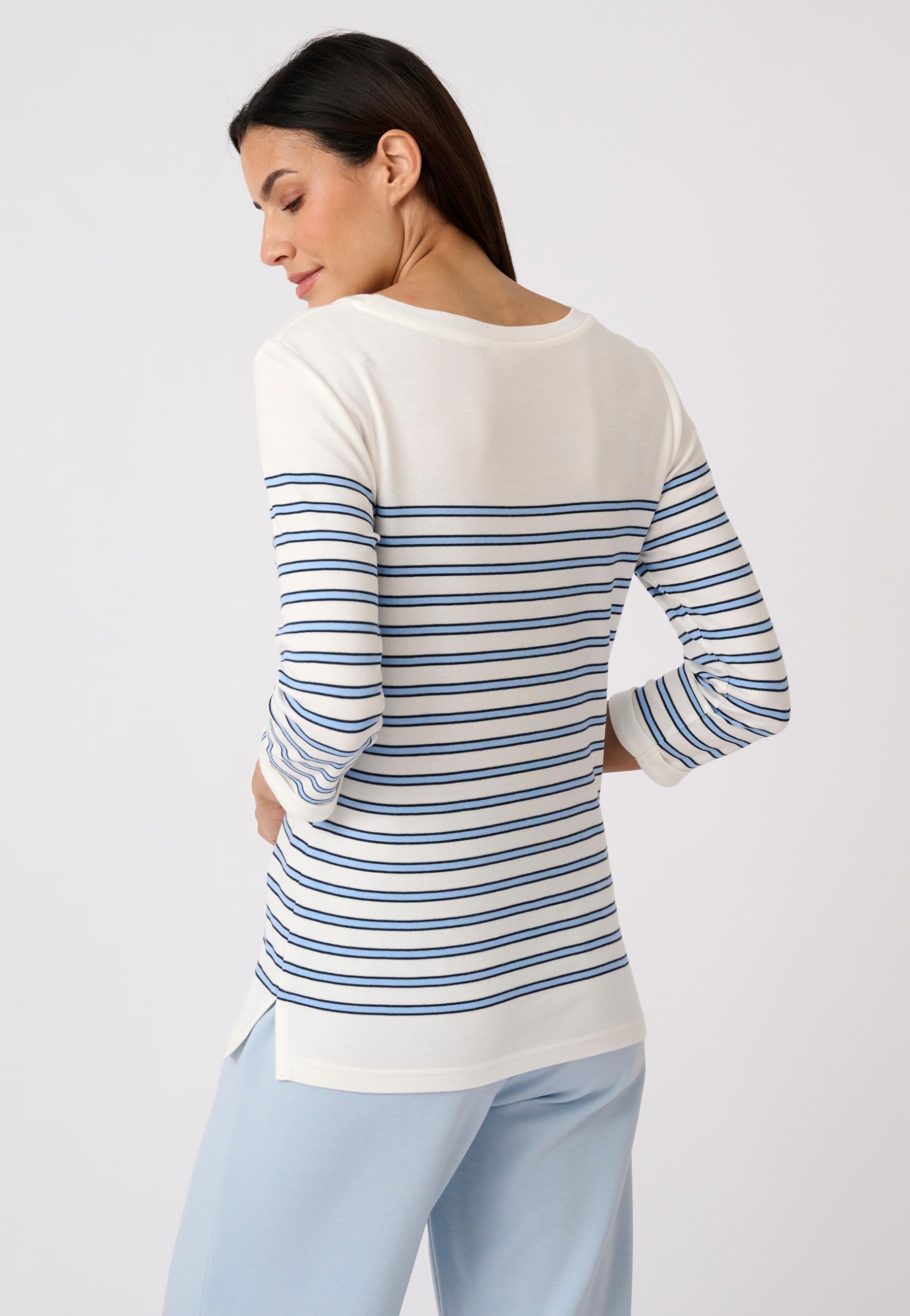 Damart Prêt-à-porter T-Shirt Marinière a righe blu in cotone e modale