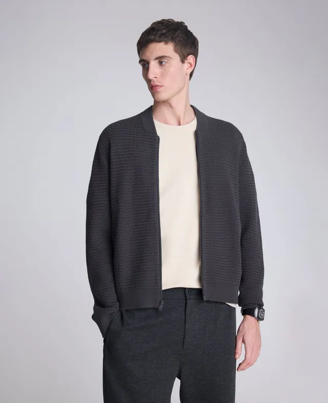 Kenneth Cole Reaction Clothing Sweater Bomber Jacket giacca grigio carbone XXL