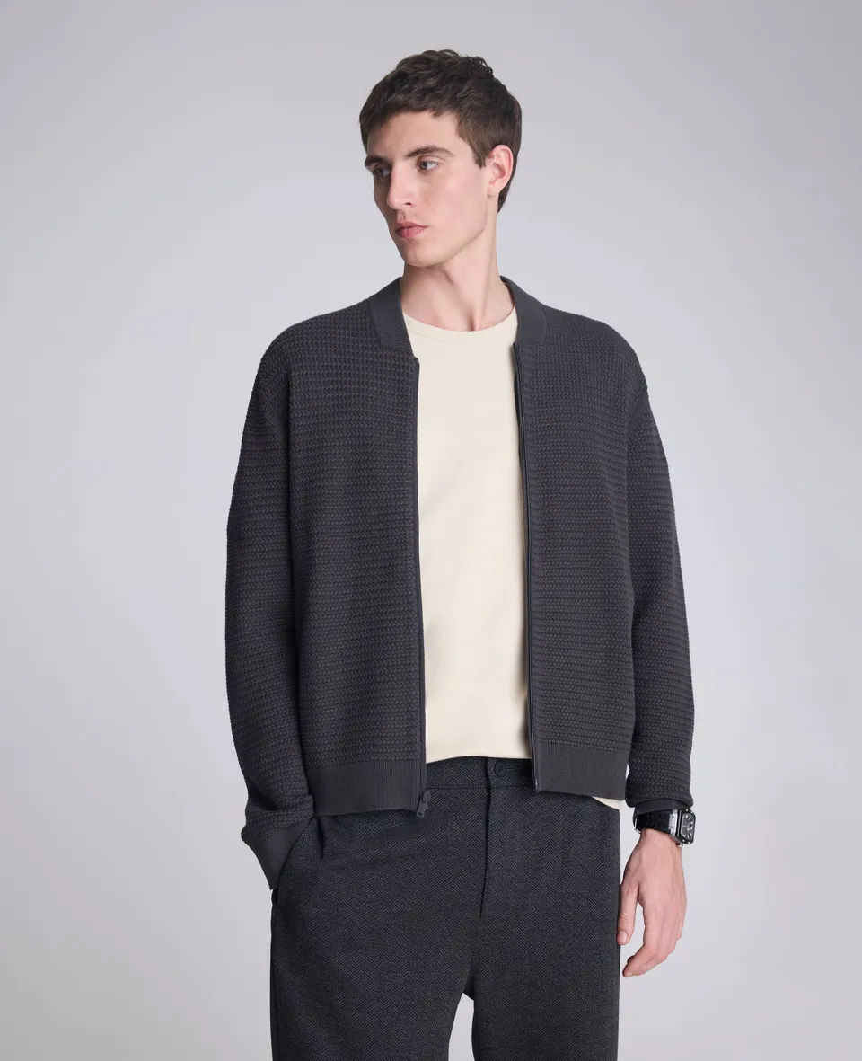 Kenneth Cole Reaction Clothing Sweater Bomber Jacket giacca grigio carbone XXL