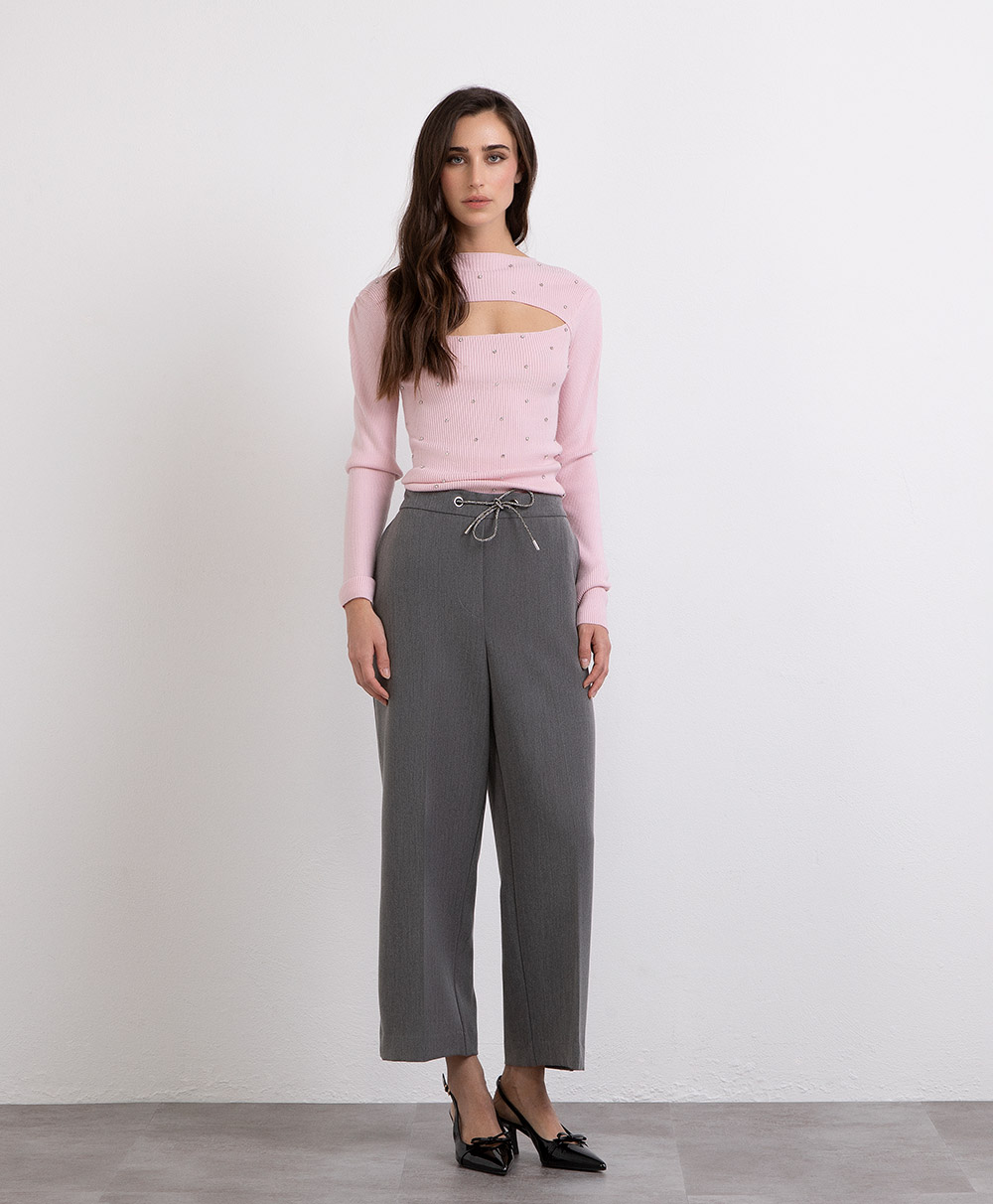 Markup Donna Maglieria Maglia con apertura e pietre maglia